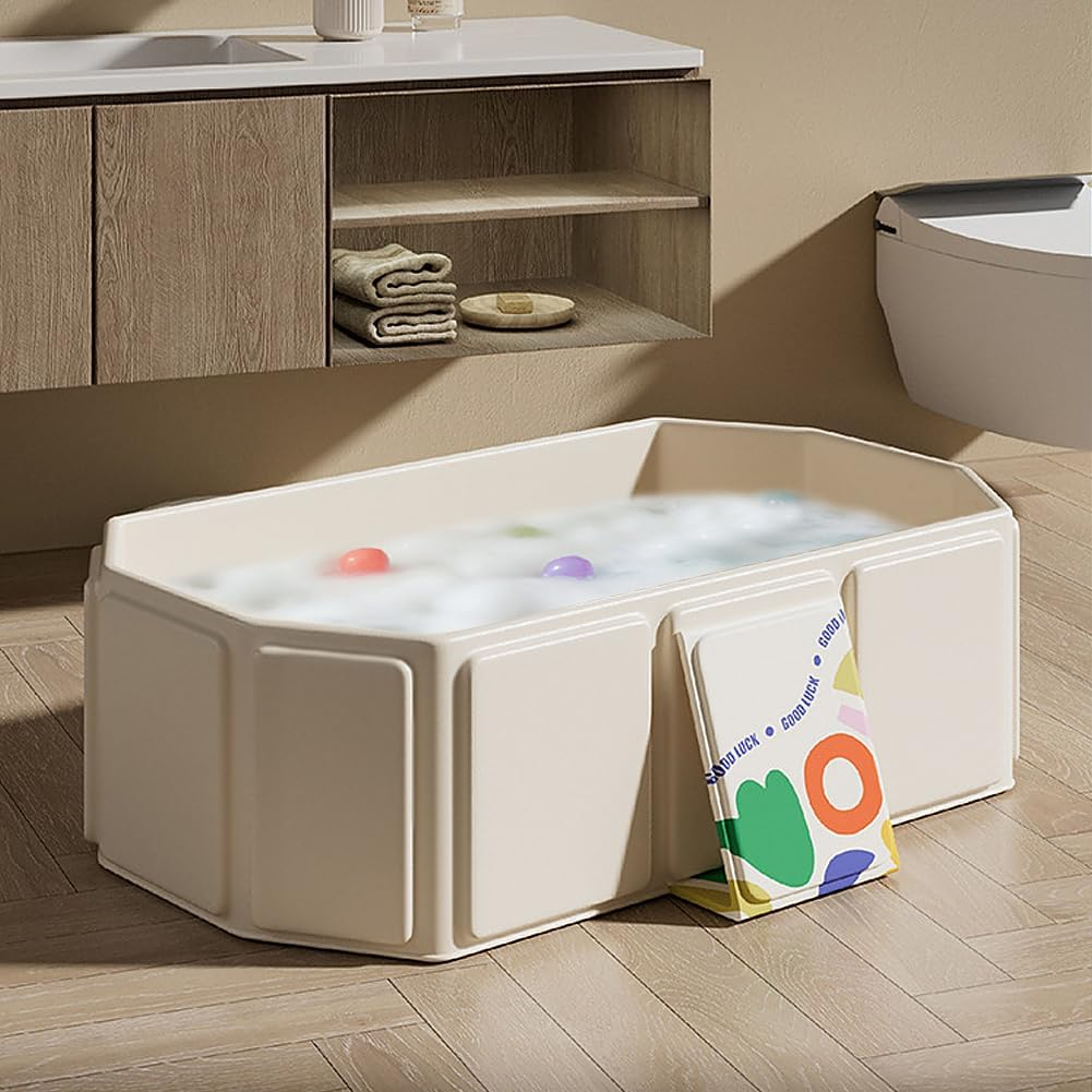 Xoxomeg Baby Bathtub, Portable Baby Tub, Quick Pop up Non Inflatable Bathtub Space-Saving, Durable Baby Tubs for 0~8 Years Old Infants and Toddler (White) image number 1