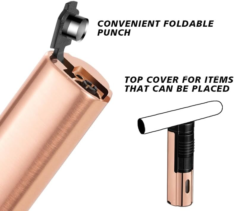 FOJI Triple-Flame Jet Torch Lighter, Mini Butane Torch with Refillable Butane System, Built-In Cutter & Adjustable Flame &ndash; Windproof Fire Starter for Candles, Camping, and Outdoor Adventures (Gray) image number 1