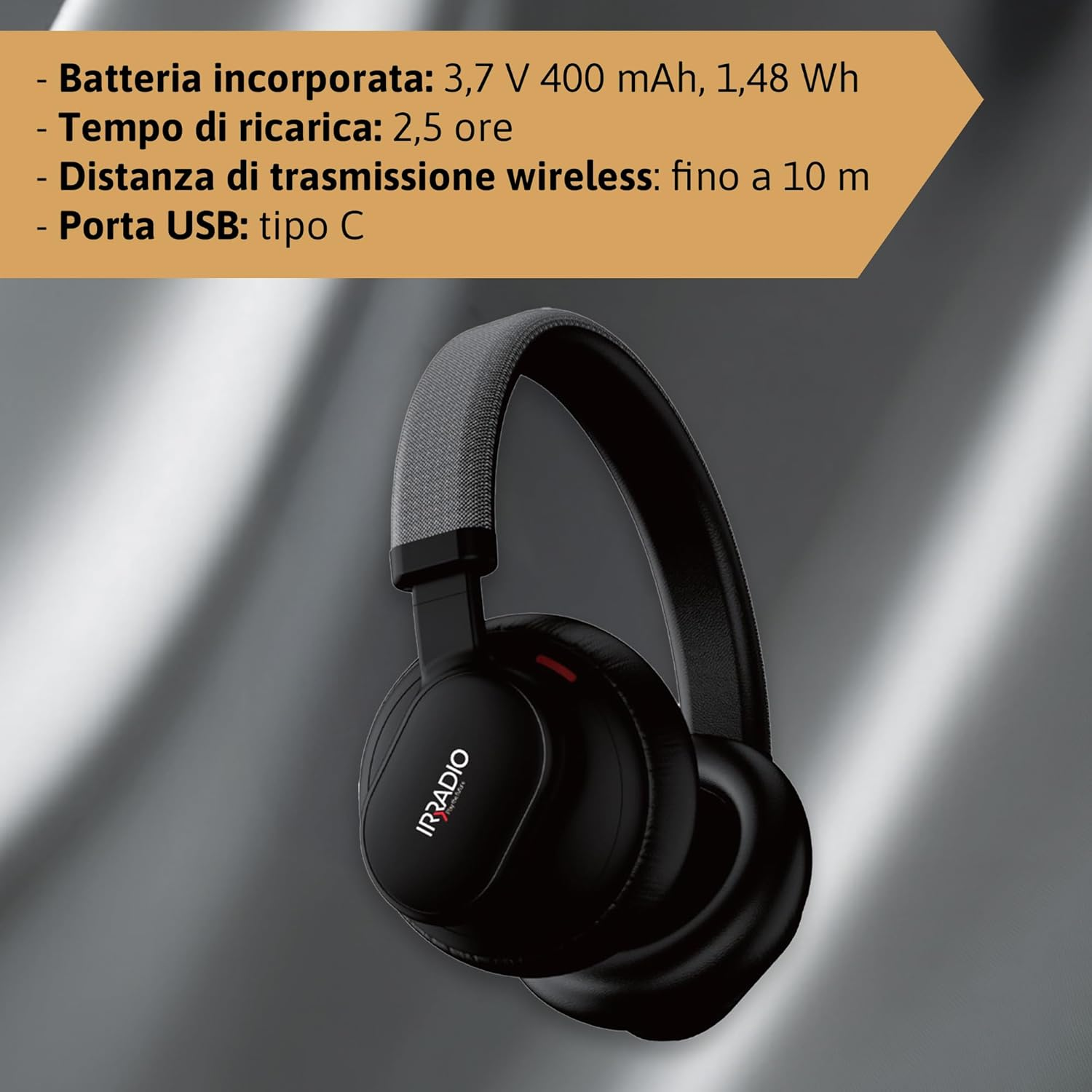 IRRADIO IR-H606BT PRO Bluetooth Headphones, Wireless Version 5.3, Hi-Fi with Hybrid ANC Function, Active Noise Cancellation, Touch Control, Long Battery Life image number 4