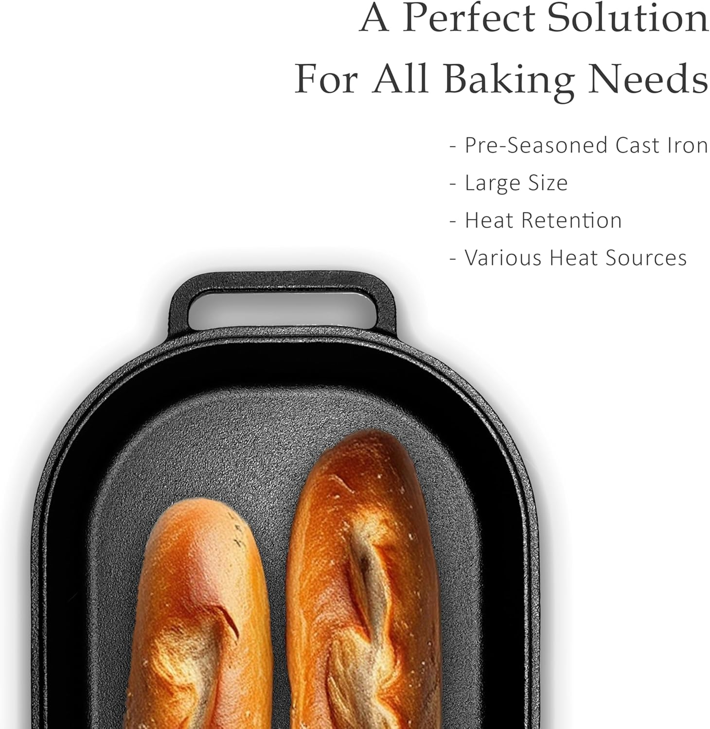 Cuisiland Large Heavy Duty Cast Iron Bread & Loaf Pan - a Perfect Way for Baking