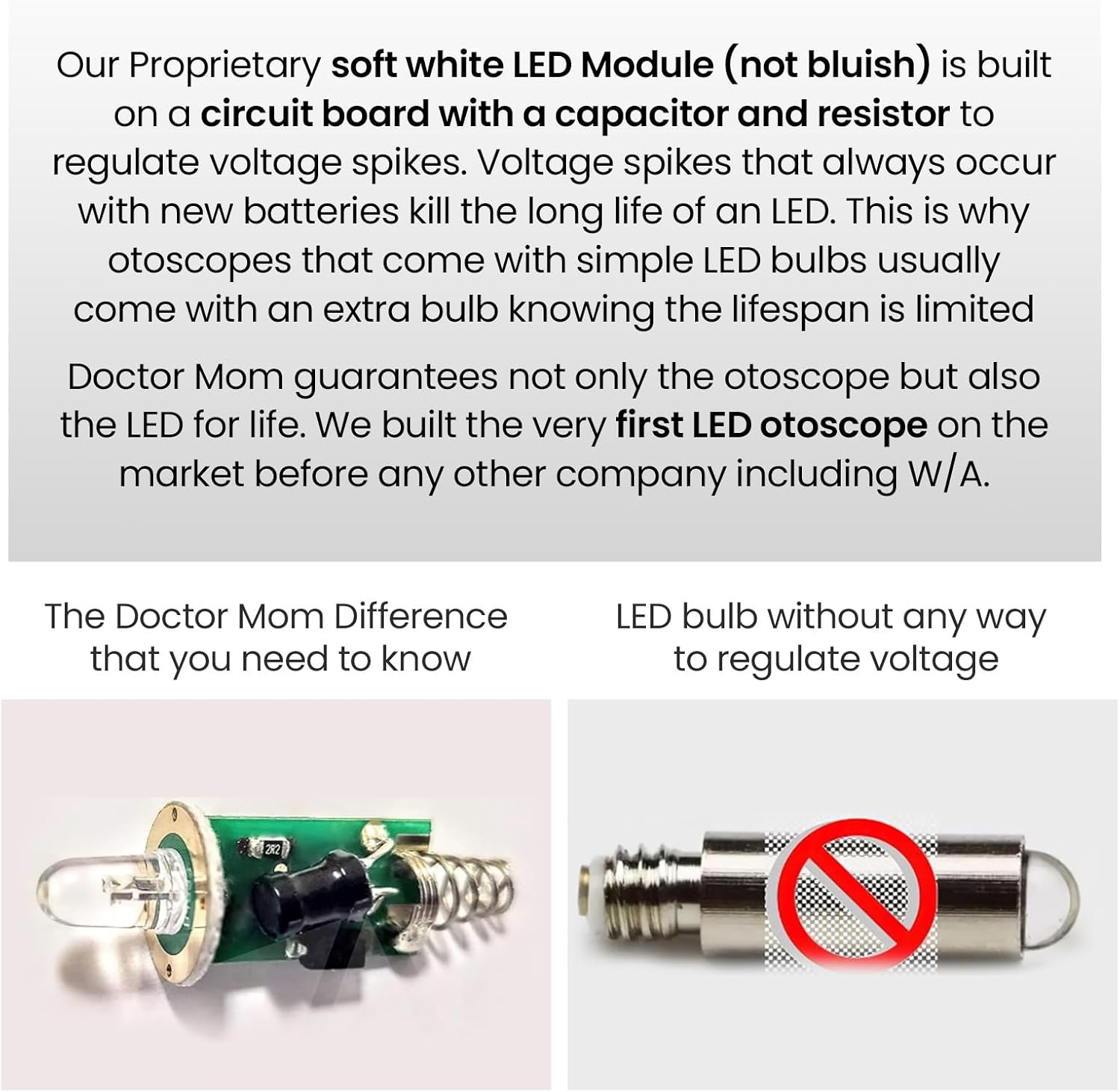 5Th Generation Dr Mom LED PRO Otoscope - 100% Forever Guarantee Covers Any Issue - Full Size Otoscope with Our Largest Diameter Optical Glass Lens Includes Batteries and Disposable Specula