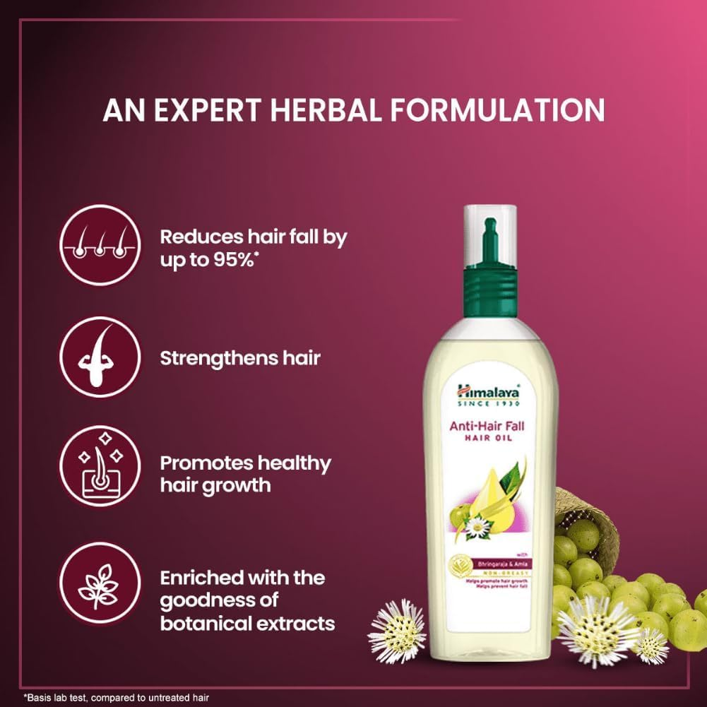 Himalaya Anti-Hair Fall Hair Oil | Non Sticky Hair Oil | Promotes Hair Growth | Prevents Hair Fall | Made with Bhringraja & Amla | for Women & Men | 200Ml image number 6