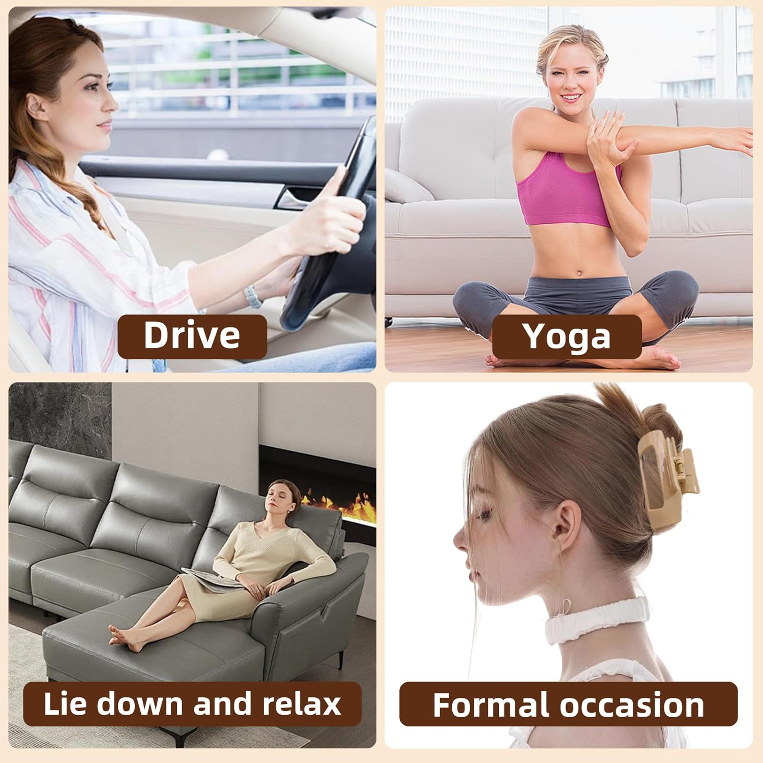 Ueiykoz 4PCS Cloud Claw Clips,Soft & Flexible Claw Clip Large Non-Slip Hair Clip for Women,Strong Hold for Thick Thin Curly Hair Styling Accessories image number 3