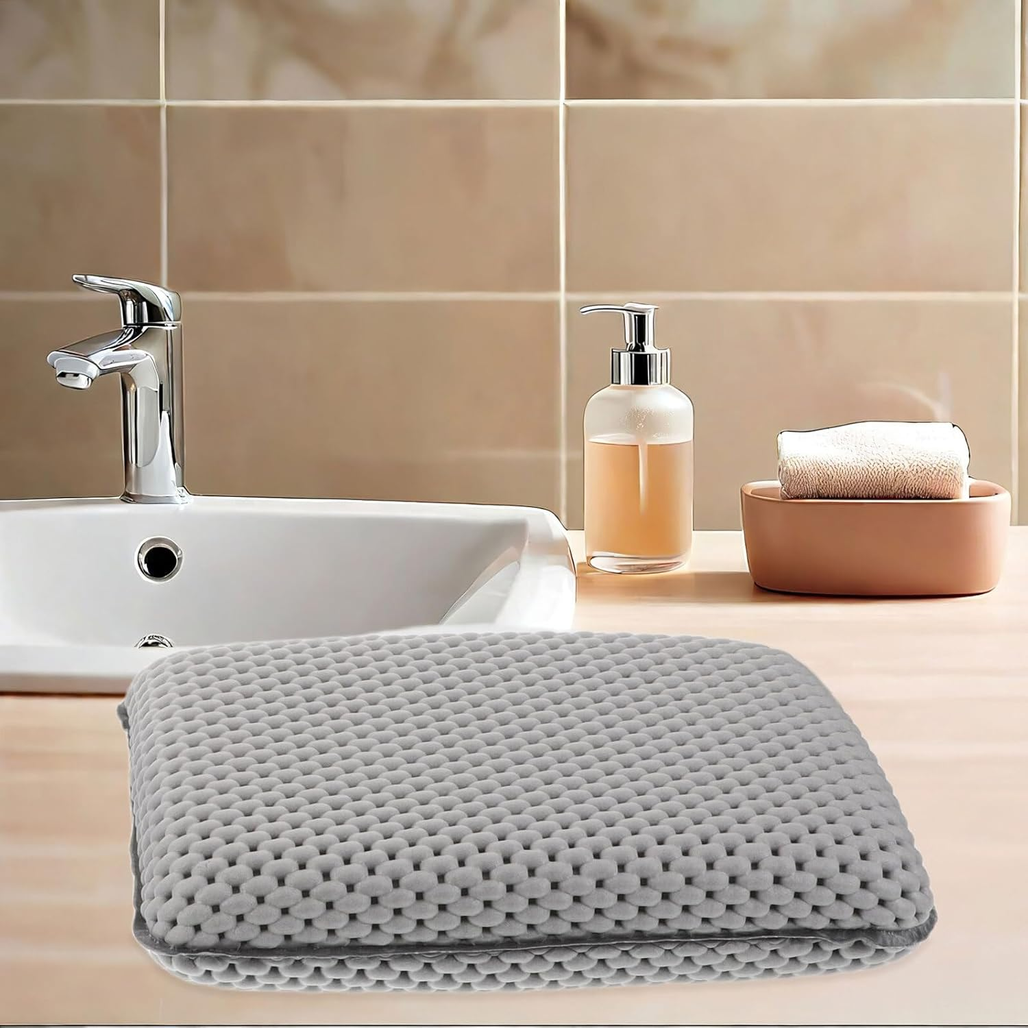 MALUGOGO 2Pcs Gray Soft Foam Bath Pillows with Large Suction Cups Non-Slip Bathtub Cushions for Neck and Head Support, Comfortable Spa Accessory for Home Relaxing Baths image number 4