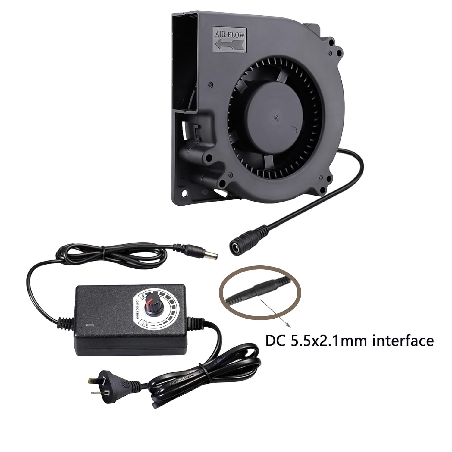 Ronyaoko 120Mm Blower Fan,120Mm X 32Mm Turbo Centrifugal Fan,With AC 100V - 240V Speed Controller 3V to 12V, DC Dual Ball High Airflow,For Receiver DVR Modem AV Cabinet Cooling Ventilation image number 1