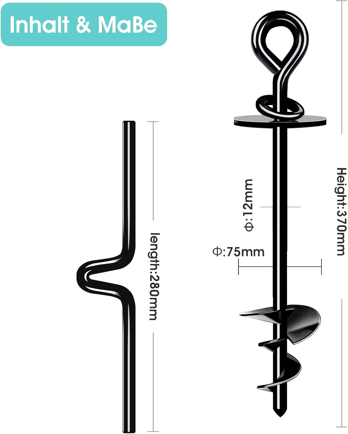 Ground Anchor Dog, Ground Anchor for Screwing in for Small, Medium, Large Dogs up to 220 Lbs, Spiral Blade Anchor Stake for Yard, Lawn and Beach (Rounded) image number 2