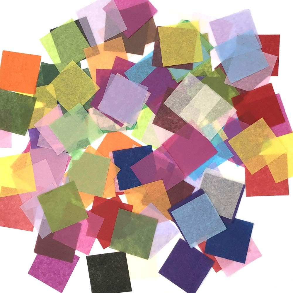 Cinvo 3600 Pcs Tissue Paper Squares 1.2 Inch X 1.2 Inch Rainbow Tissue Mosaic Squares for Arts Crafts DIY Projects Scrunch Art Classroom Activities and More- 30 Assorted Colors image number 3