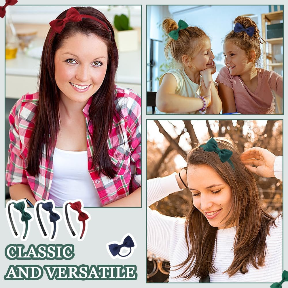 TRKETK Pack of 9 Bow Headband Hair Bands Multicoloured Women'S Hair Bands Cute Fashionable Thin Hair Band for Children Girls Hair Accessories Set for Women and Girls