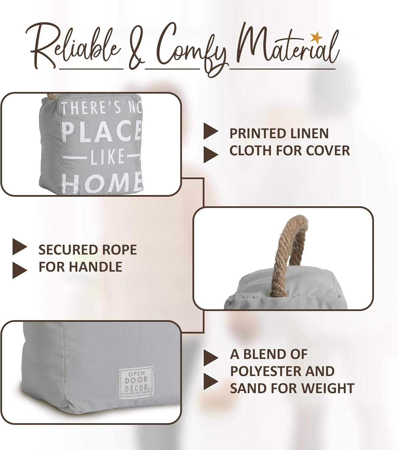 Pavilion Gift Company 72157 No Place like Home Door Stopper, 5 by 6-Inch image number 4