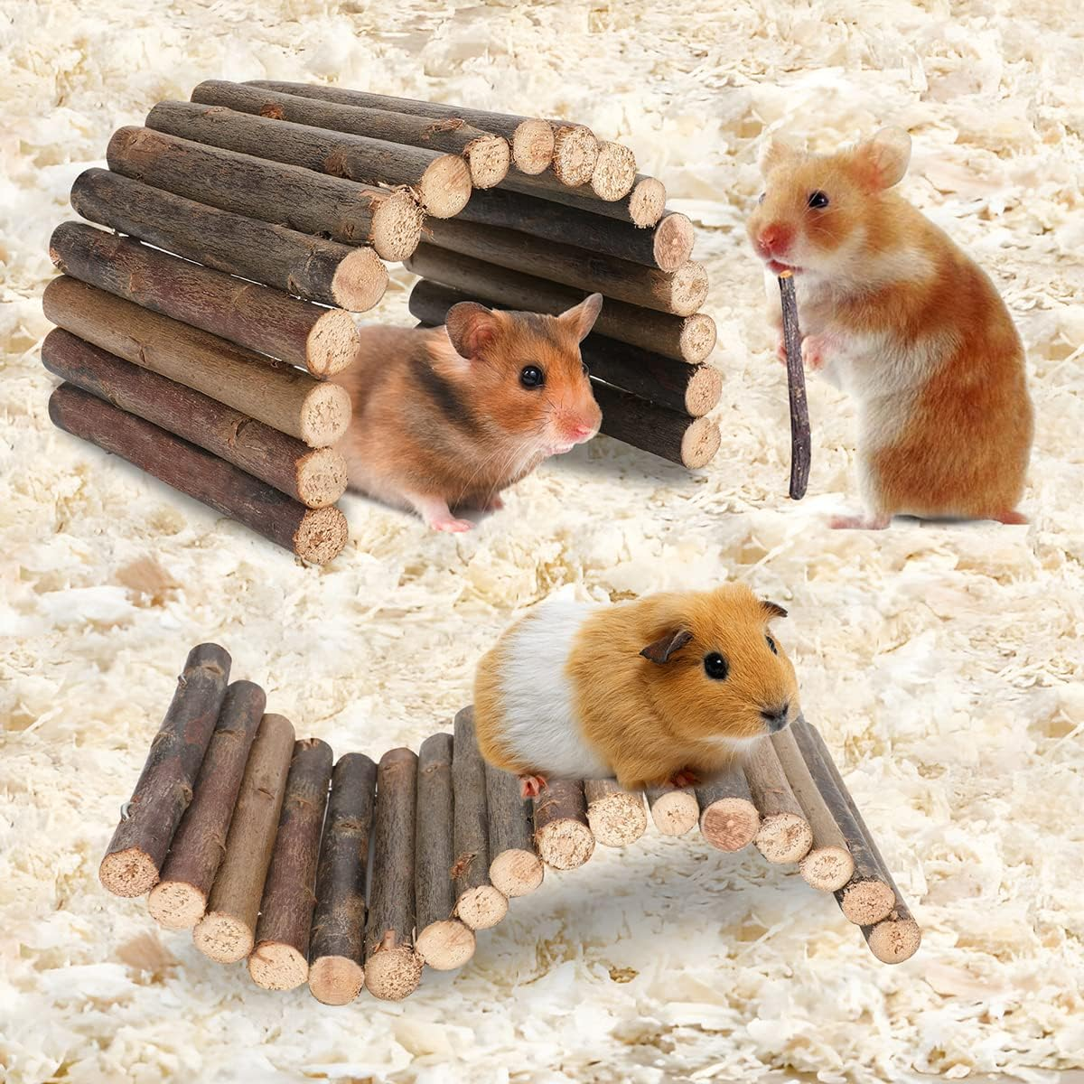 Hamster Toys Guinea Pig Toys Hamster Wheel Hamster Cage Accessories Small Animal Molar Chew Toys for Chinchillas,Gerbils,Mice,Rats,Mouse,Rabbit,Bunny Hideout Seesaw (Bendable Hideout(2 Packs)) image number 6
