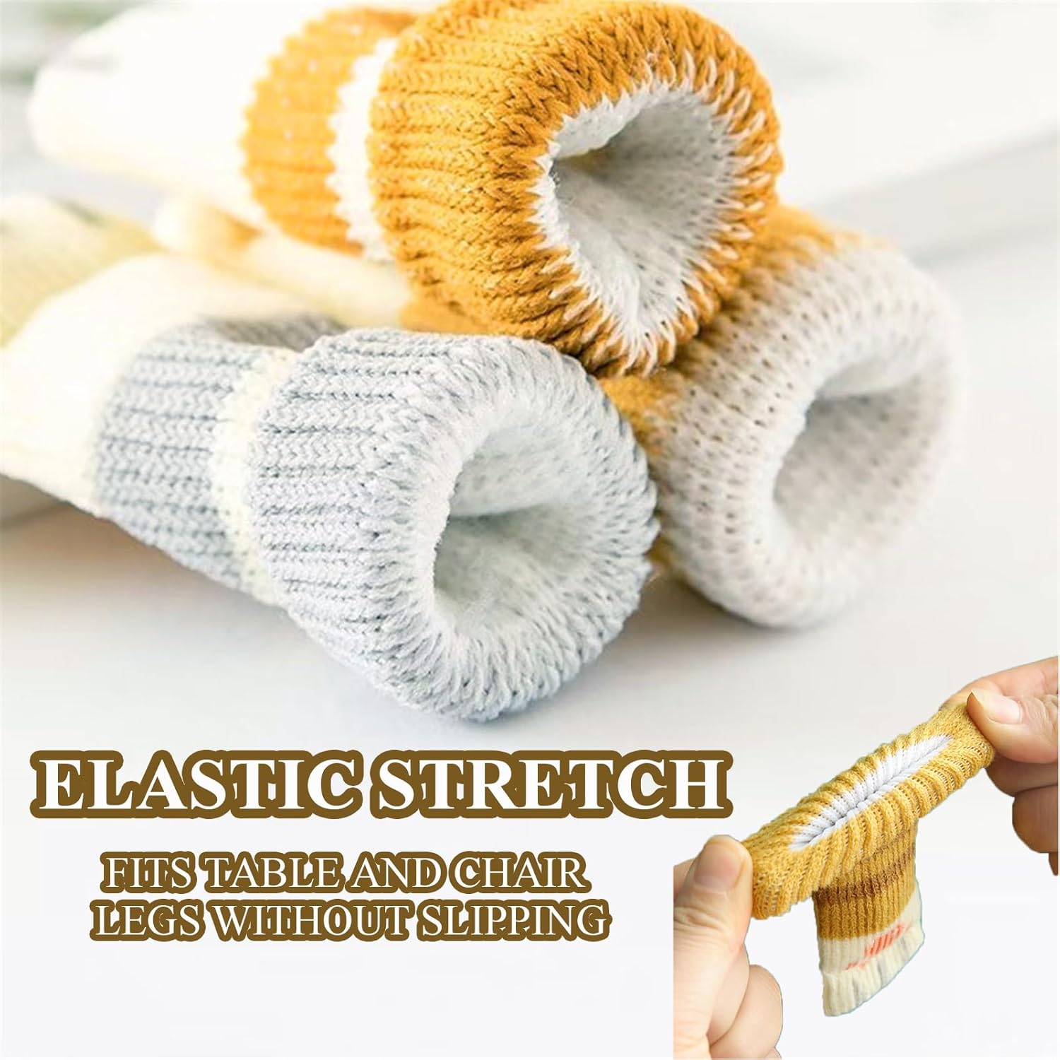 KASESSS 24Pieces Knitted Chair Socks, High Elastic Chair Leg Floor Protectors, Anti-Noise Chair Leg Feet Socks, Cute Cat Table Leg Floor Protectors, Chair Leg Covers Fit Square round Table Chair Leg image number 1