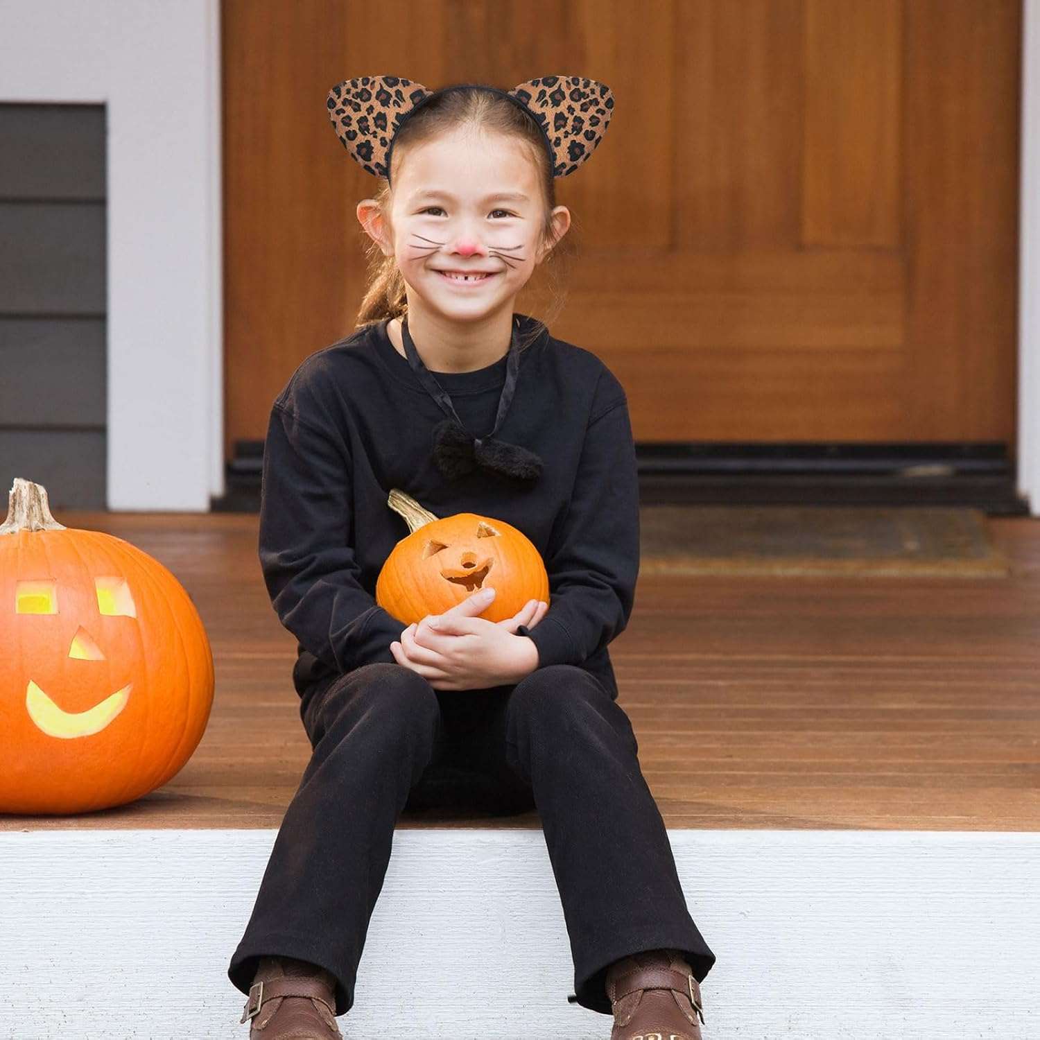 Leopard Ears Halloween Headband, Elastic Bands Leopard Hair Hoop Cat Headpiece, Cute Animal Print Hair Accessories, Halloween Cosplay Costume Hair Accessories for Adult and Kids Festivals Party image number 6