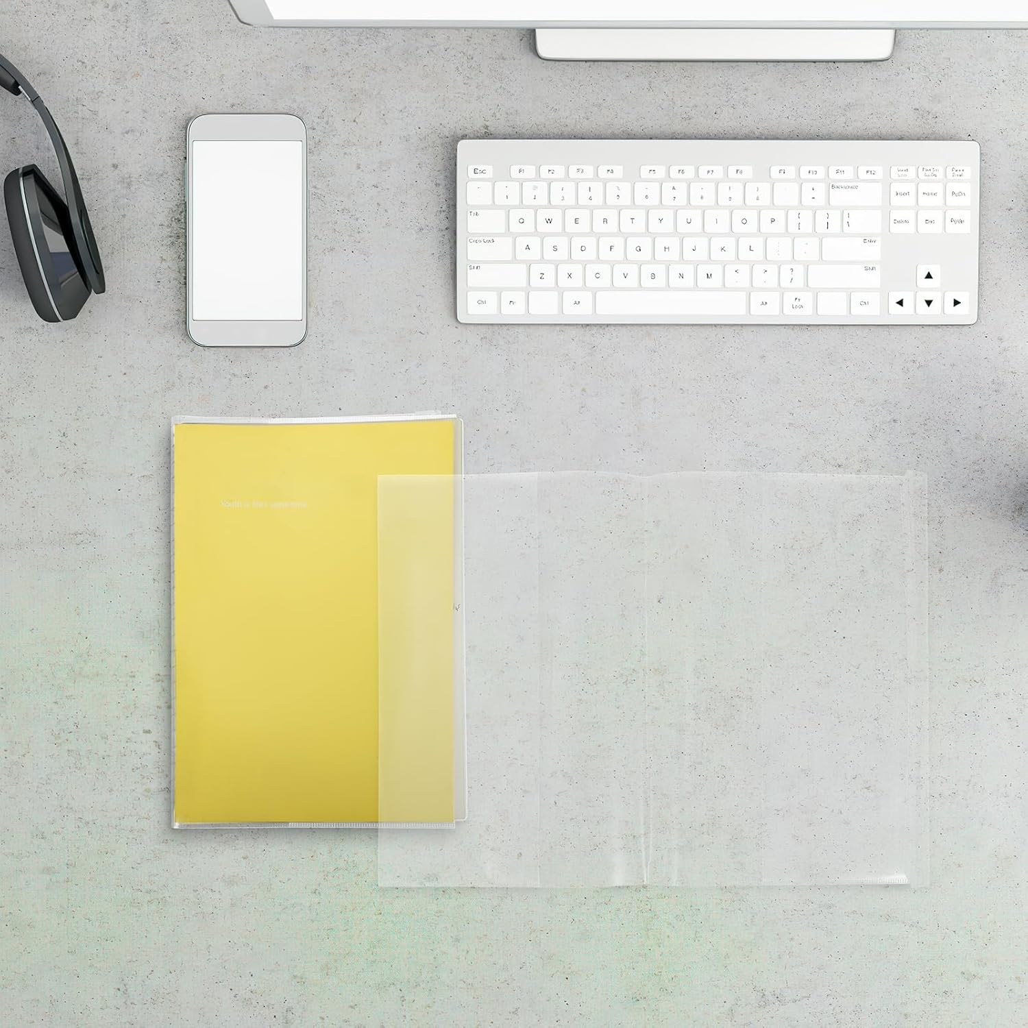 Iplusmile 10Pcs Clear Book Covers for A5 Size Book, Transparent Waterproof Plastic Book Sleeve Notebook Protector, Binder Protection Cap image number 3