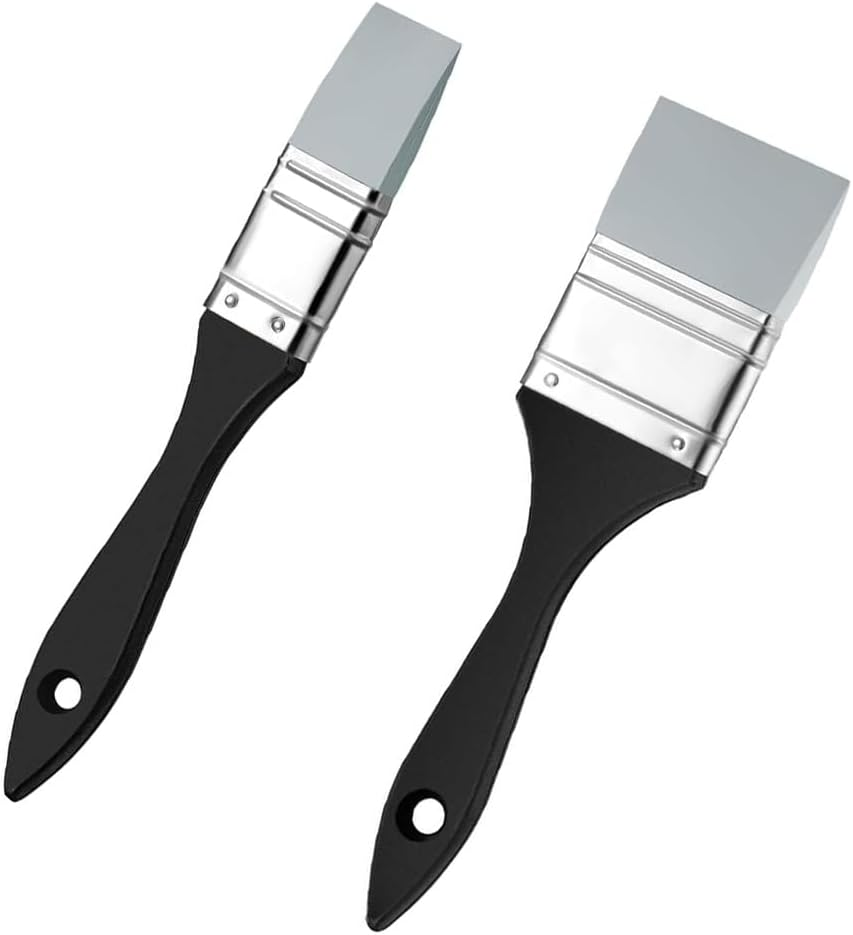 Pichcppo 2Pcs Silicone Paint Brushes, Sturdy Flat Silicone Paint Brush, Flexible, Wide & Narrow, for Acrylic Paints, Grey image number 6