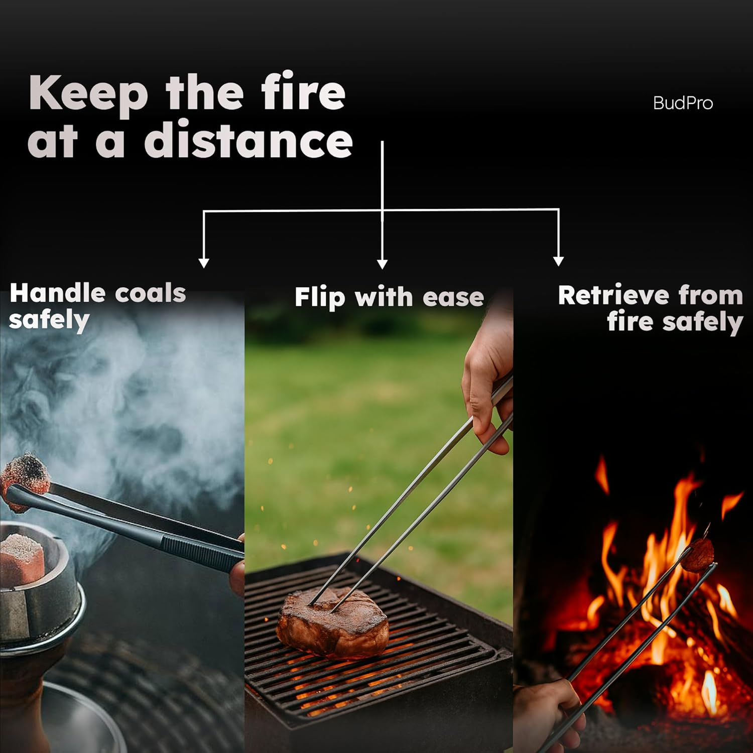 Budpro Black Hookah Tongs Long 12" High Quality Coal Tongs for Hookahs, the Longest You'Ve Ever Had image number 5