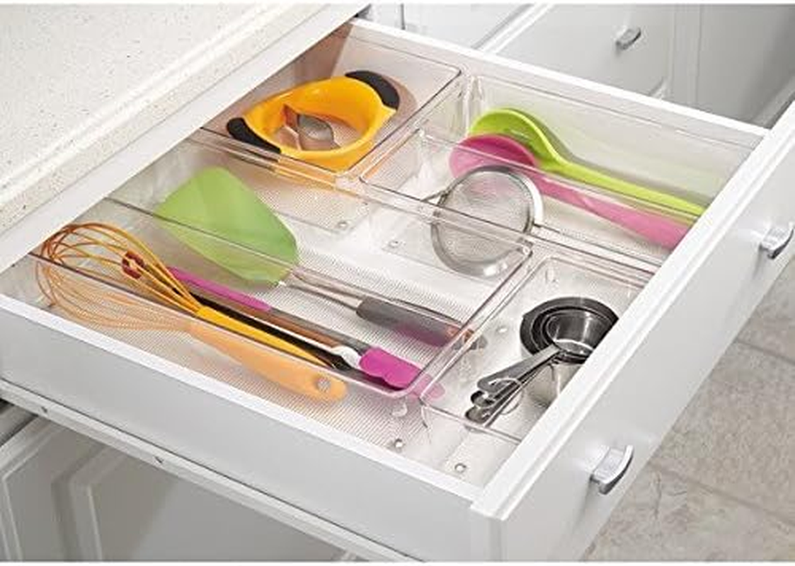 Interdesign Linus Kitchen Drawer Organizer for Silverware, Spatulas, Gadgets - 8" X 8" X 3", Clear image number 3