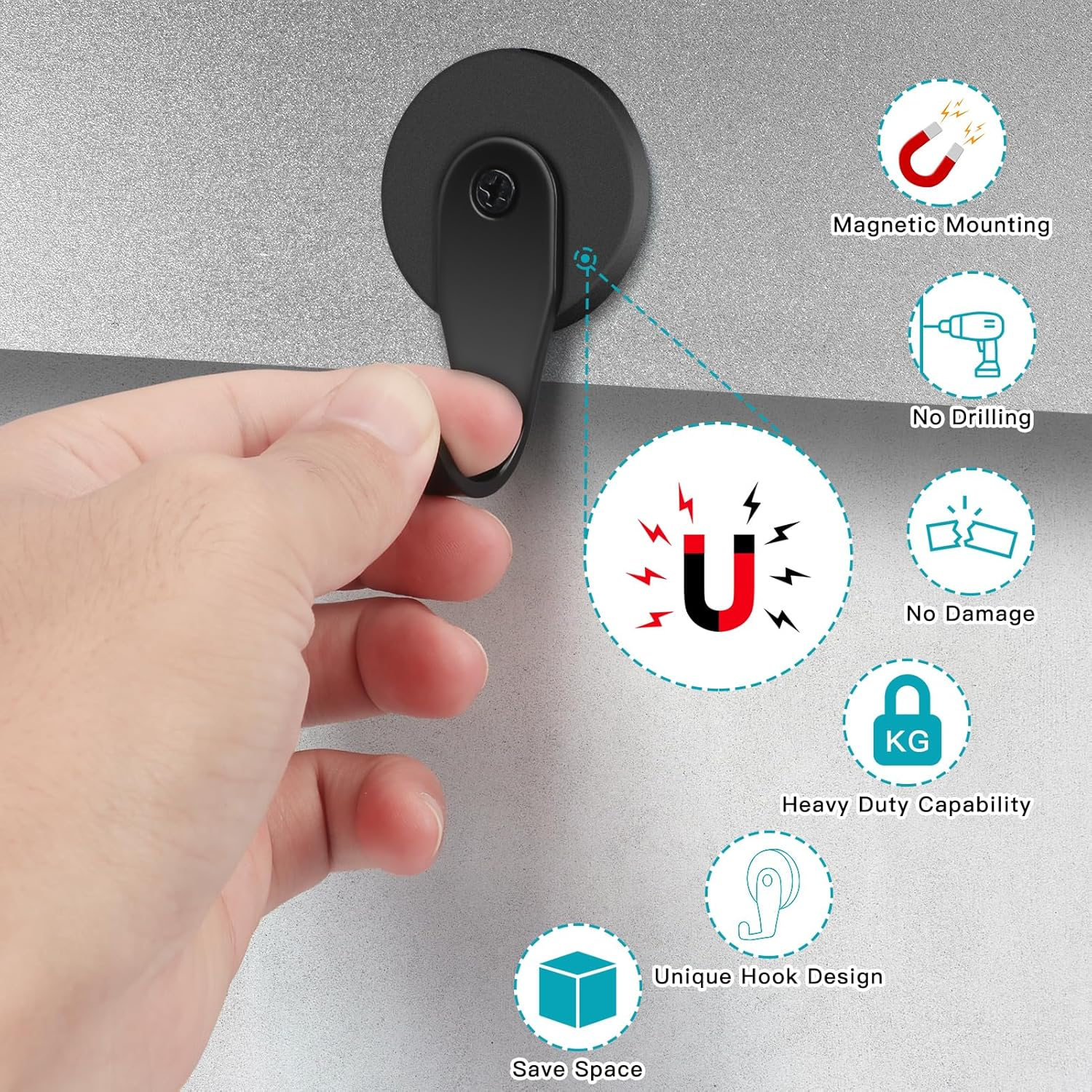 FYY Magnetic Wreath Hanger - 2 Pack Heavy Duty Magnets with Hook for Refrigerator, Christmas Decoration Magnetic Hooks for Metal Front Door, Cruise Hook Hanger for Hanging Cabins Grill Coat Pattern 2 image number 2