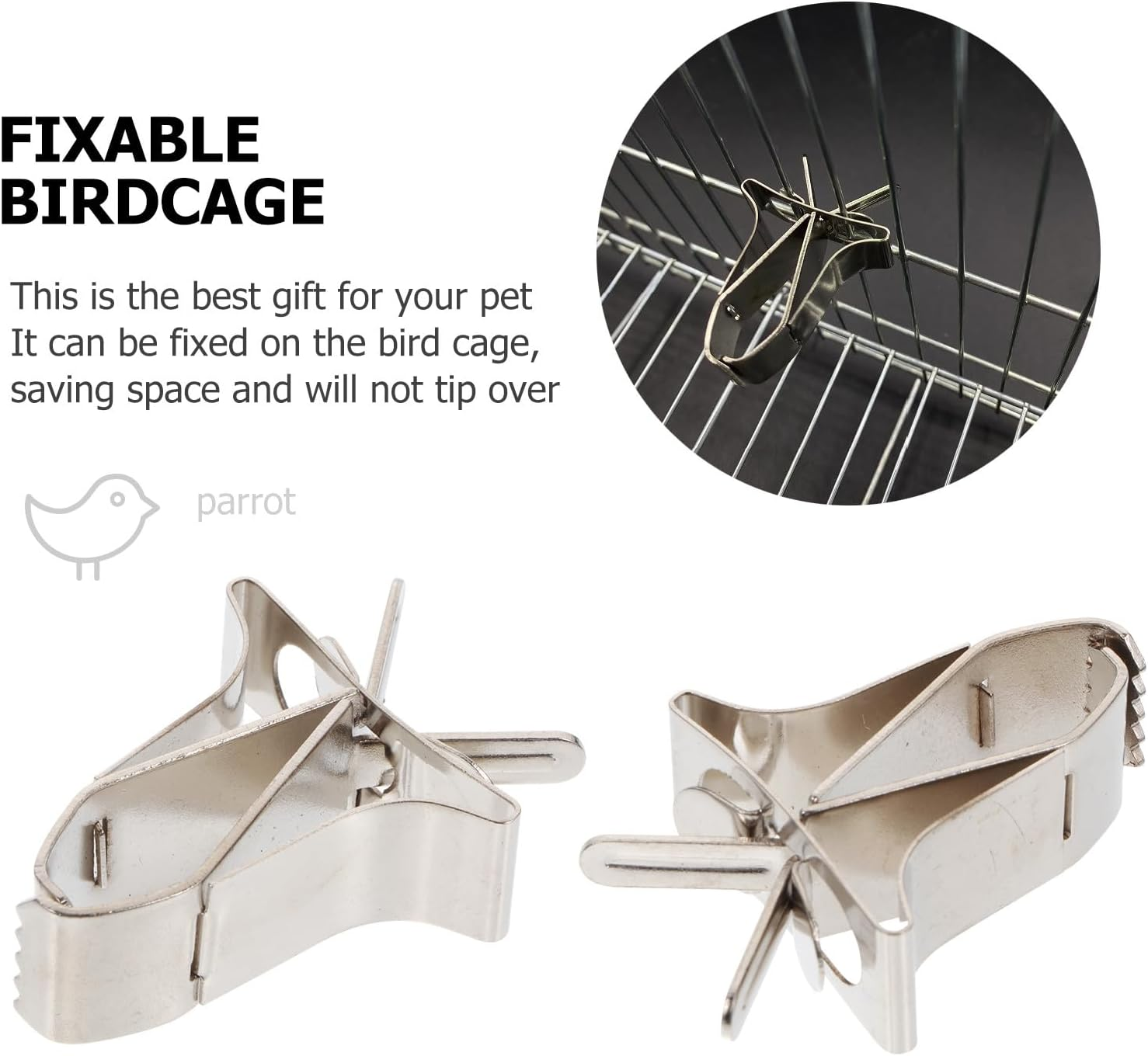 INOOMP 2Pcs Stainless Steel Clamps for Birds Vegetable Clips for Bird Cage Fruit Clips for Pet Parrot Multi-Function image number 4