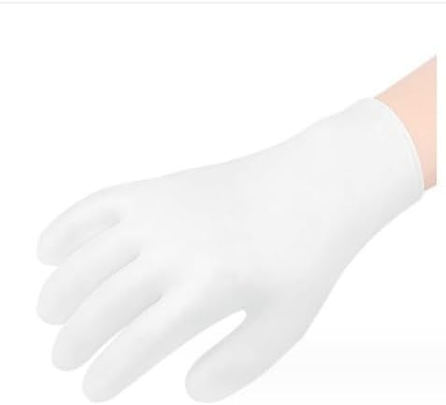 Touchscreen Compatible Moisturizing Silicone Gloves | Protects Hands, Prevents Stains, & Nourishes Skin | Reusable & Eco-Friendly | Suitable for Men & Women | Overnight Hydration Solution (White, a Pair)