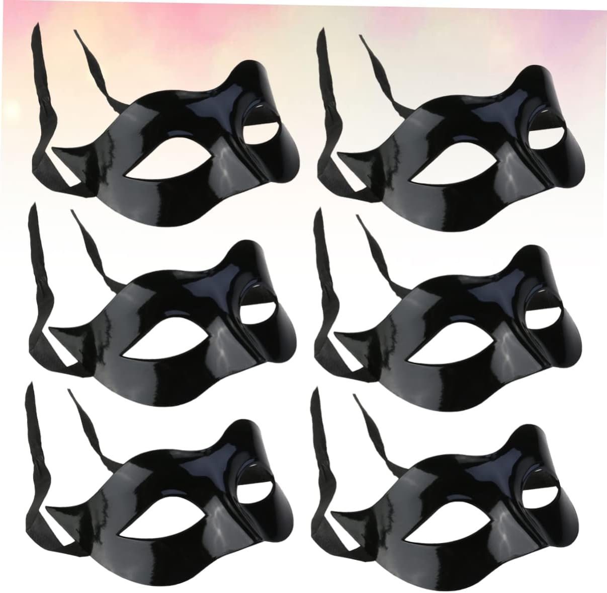 SHOWERORO 6Pcs Black Half Face Mask for Men Plastic Eye Mask Masquerade Cosplay Party Costume Accessory image number 4