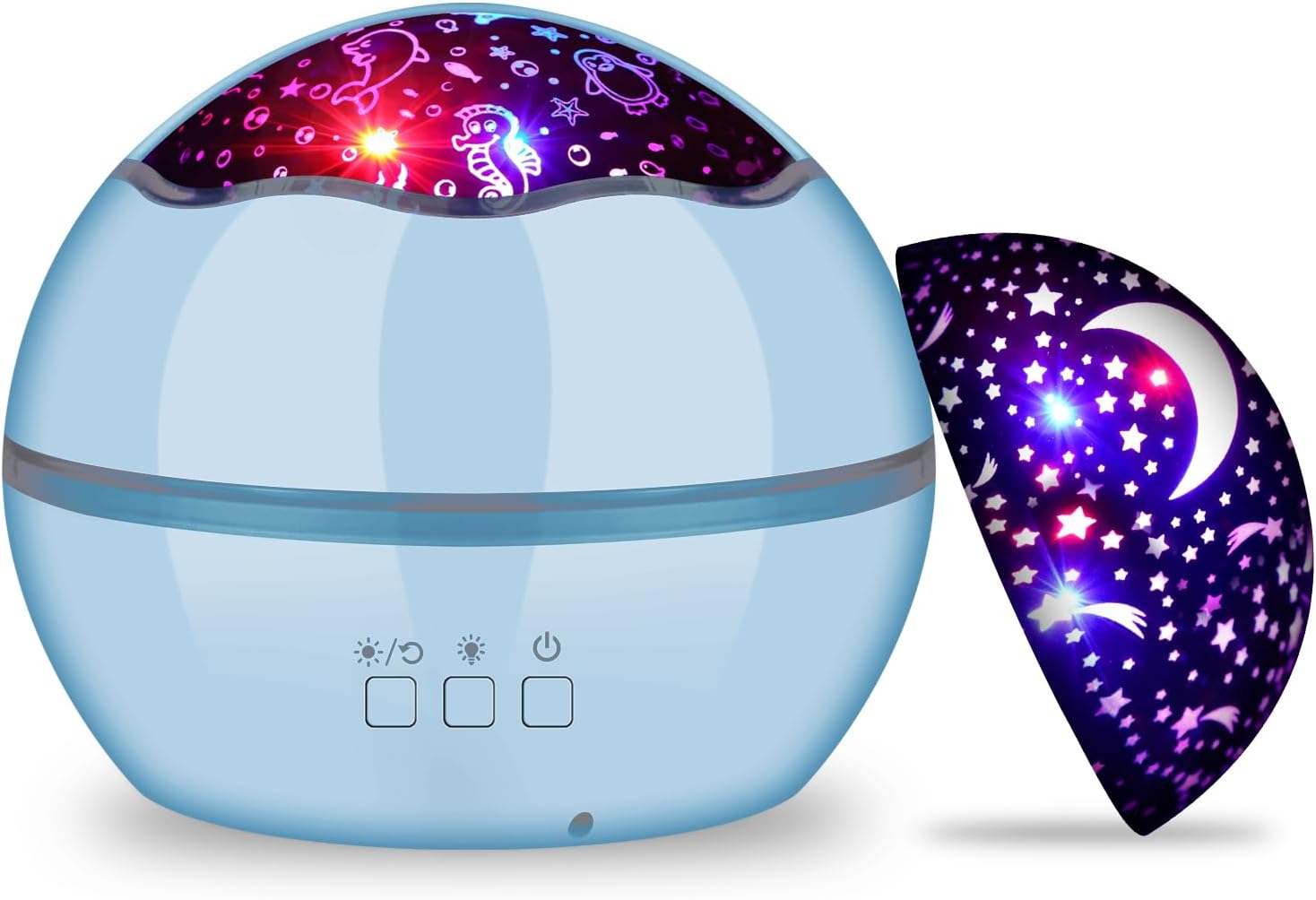 360&deg; Rotating Night Light Star Projector for Kids Room, 2 in 1 Starry Sky and Sea World, Multi Colors Baby Bedroom Ceiling Wall Decor, Best Gift Boys Girls Birthday Festival (Blue) image number 6