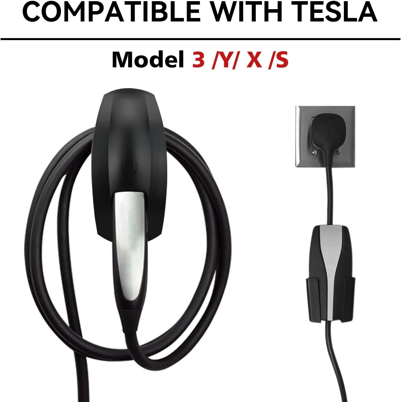 Seven Sparta Charging Cable Holder with Chassis Bracket for Tesla Model 3 Model Y Model X Model S Charger Cable Organizer Tesla Accessories Car Wall Connector (Black) image number 2