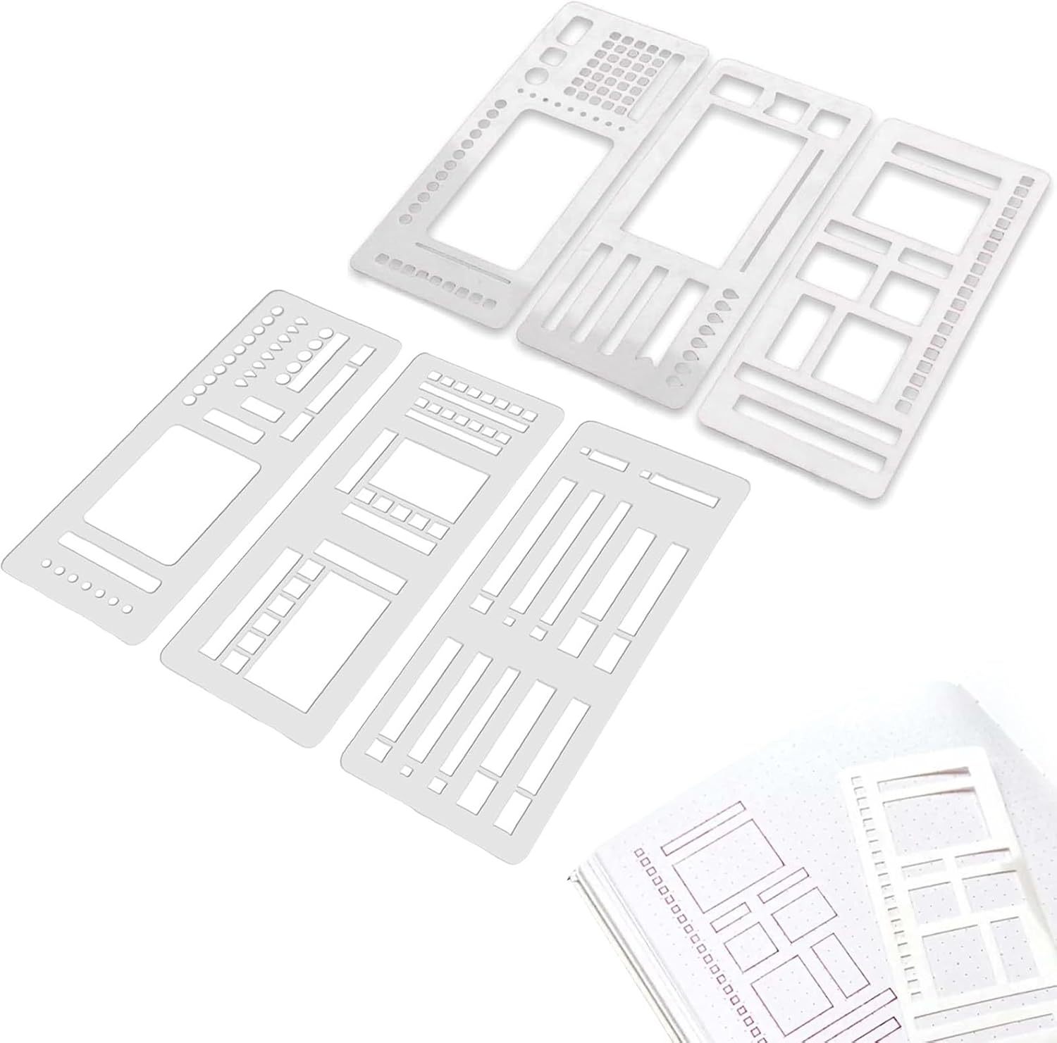 Handmade Flexible Record Template, Planner Stencils Handmade Flexible Record Template, 3-Pack Bulletjournal Stencils, Versatile Drawing Templatekit for Drawing Rectangle Checkboxes (A)