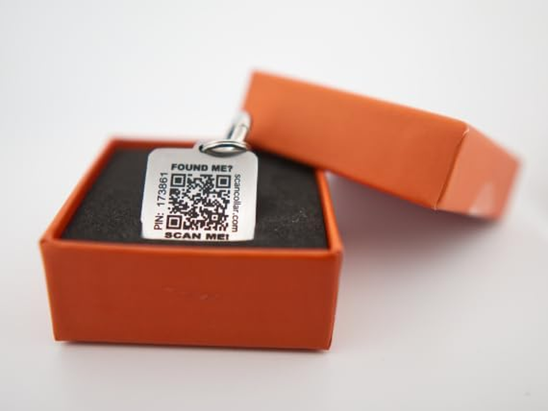 Pet Smart ID Tag, with QR Code Enabled Tracking and Social Profile Portal for Pets. Durable, Laser Engraved, Stainless Steel.