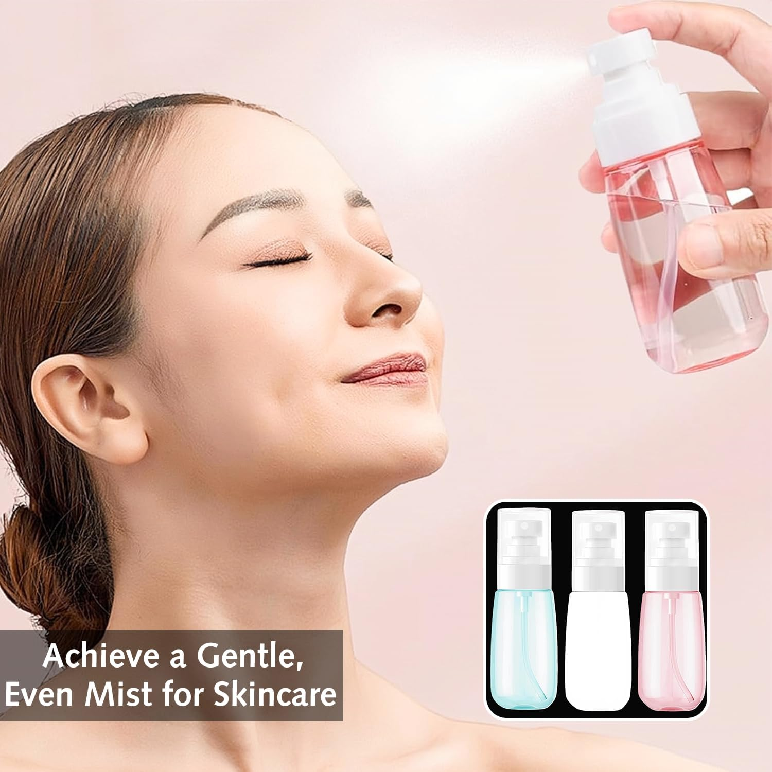 DILUSILK 3 Pack 60Ml Fine Mist Spray Bottles, Portable Small Refillable Sprayer for Travel, Cosmetic, Skincare and Hair Care Products