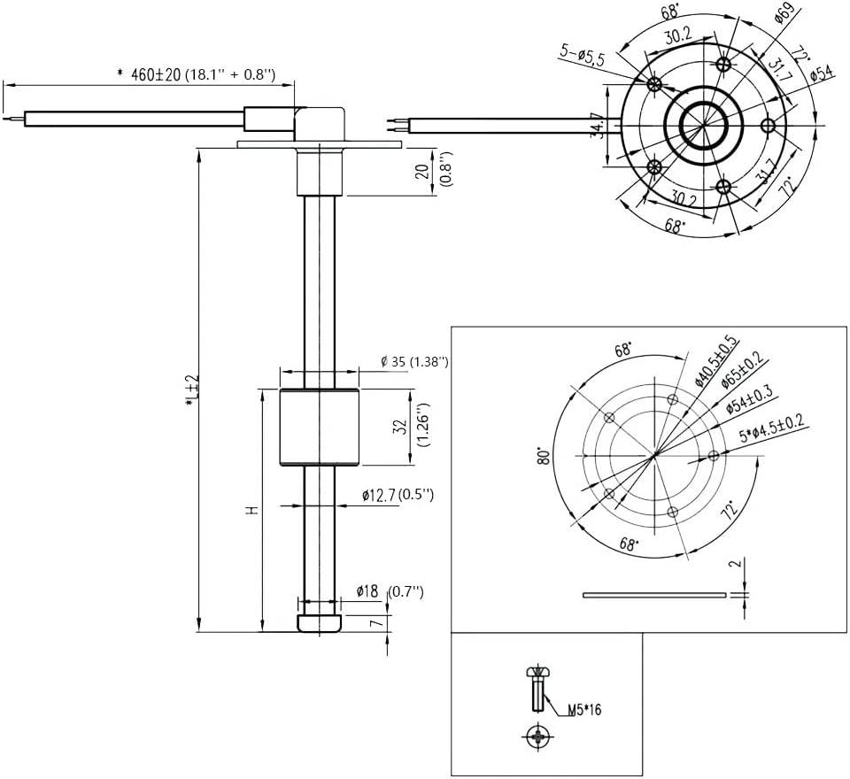 ELING 52Mm Water Level Gauge with 8 Colors Backlight with 150Mm Water Level Sending Unit 0-190Ohm Sensor for Car Boats image number 4