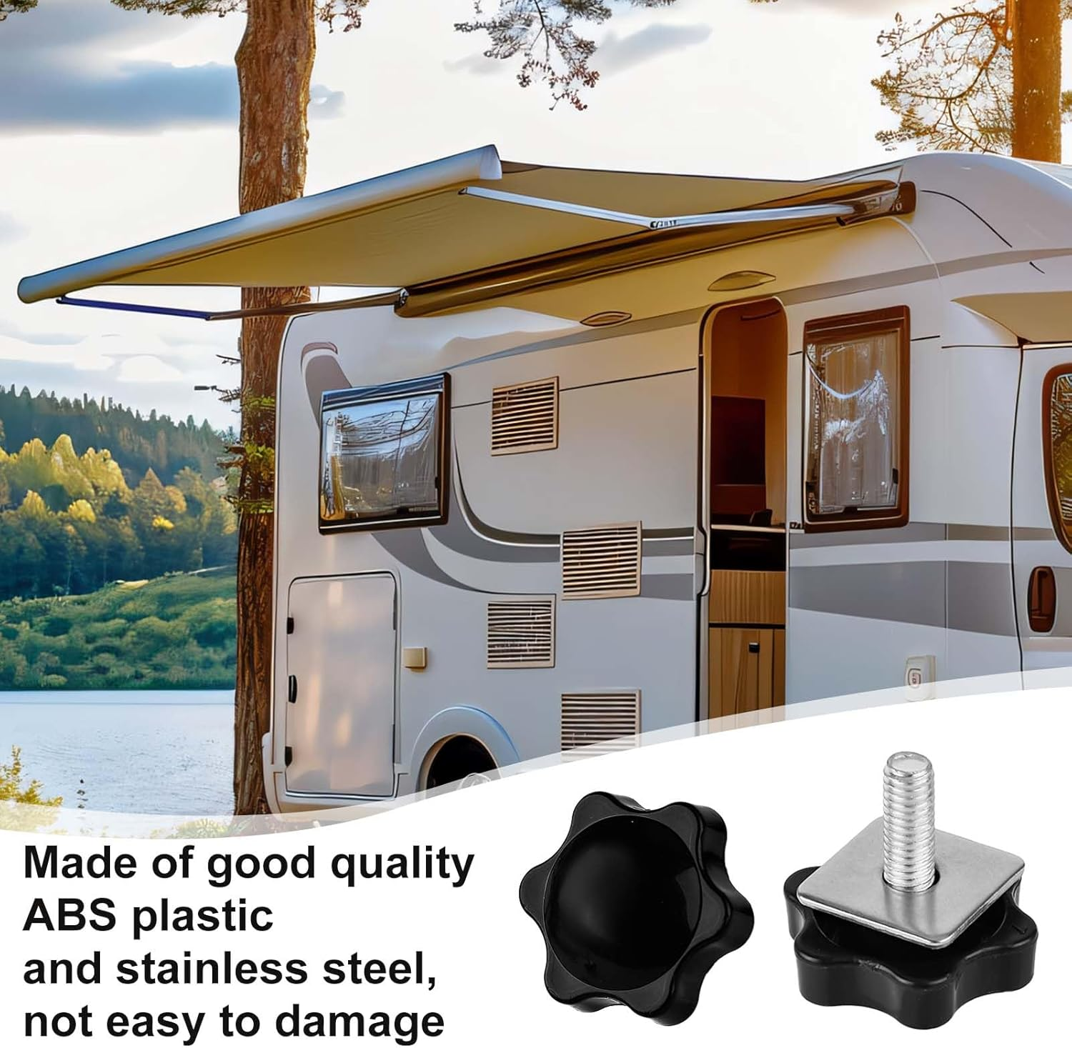 RV Awning Support Knob, Awning Brace Knob Replacement Parts Awning Rafter Locking Knob with Clip for RV Motorhome Camper image number 5