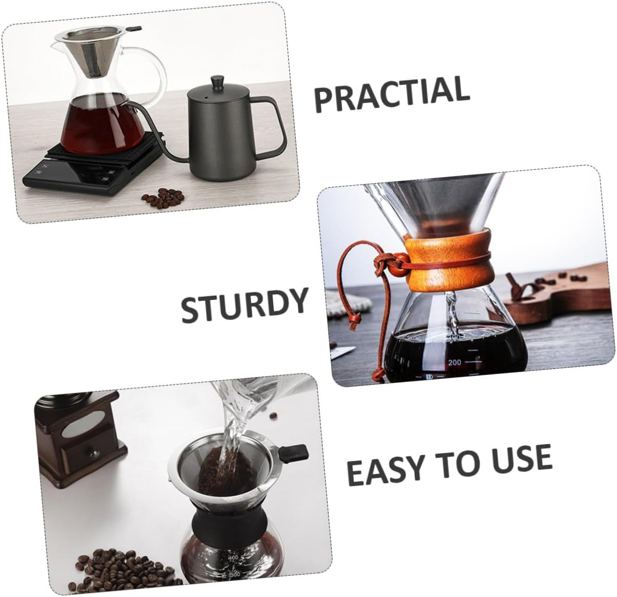 COOPHYA Stainless Steel Coffee Sifter Reusable Cone-Shaped Residue Filter for Drip Coffee Brewing Easy to Clean Multipurpose Filter and Espresso image number 5