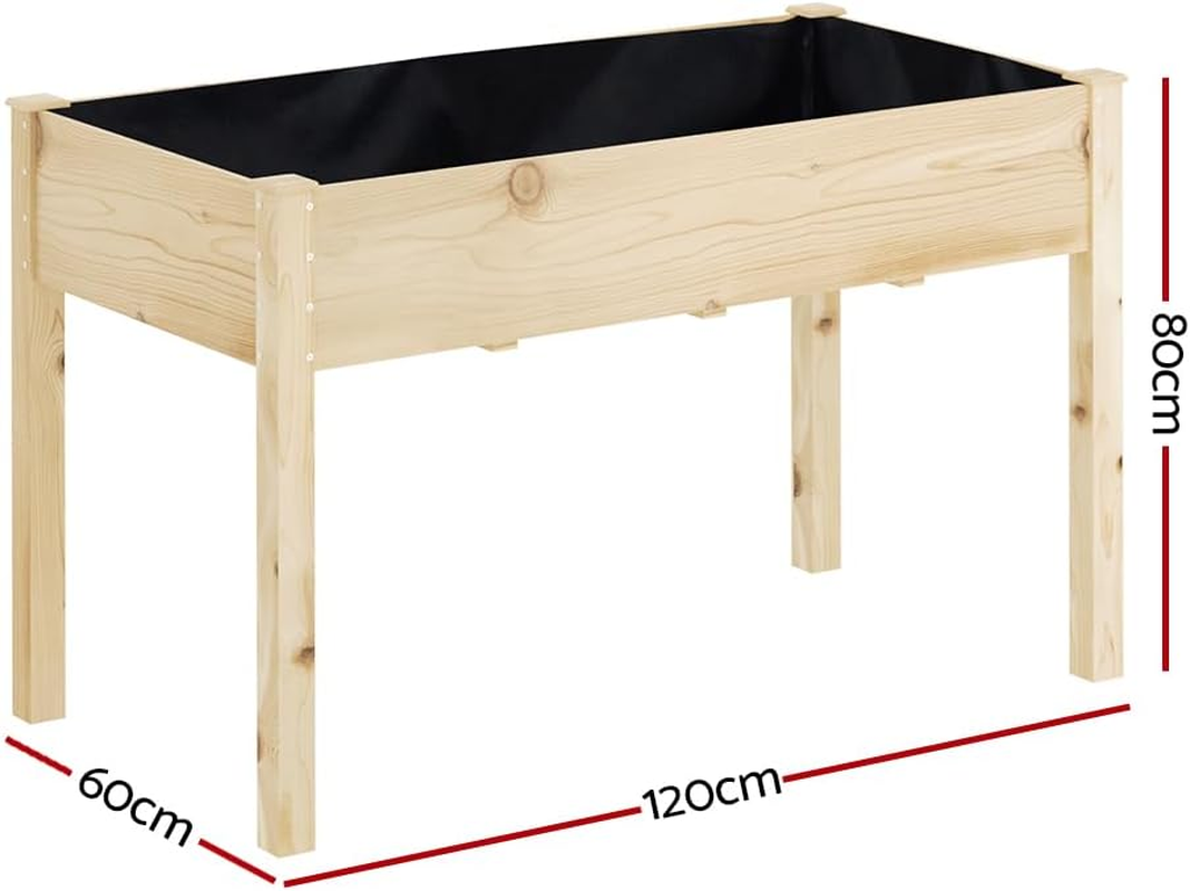 Green Fingers Garden Bed Galvanized Wooden Planter Box, 120 X 60 X 80Cm Gardening Supplies Plant Containers Patio, Elevated Raised Beds Rectangle for Vegetables Flowers Herbs image number 3