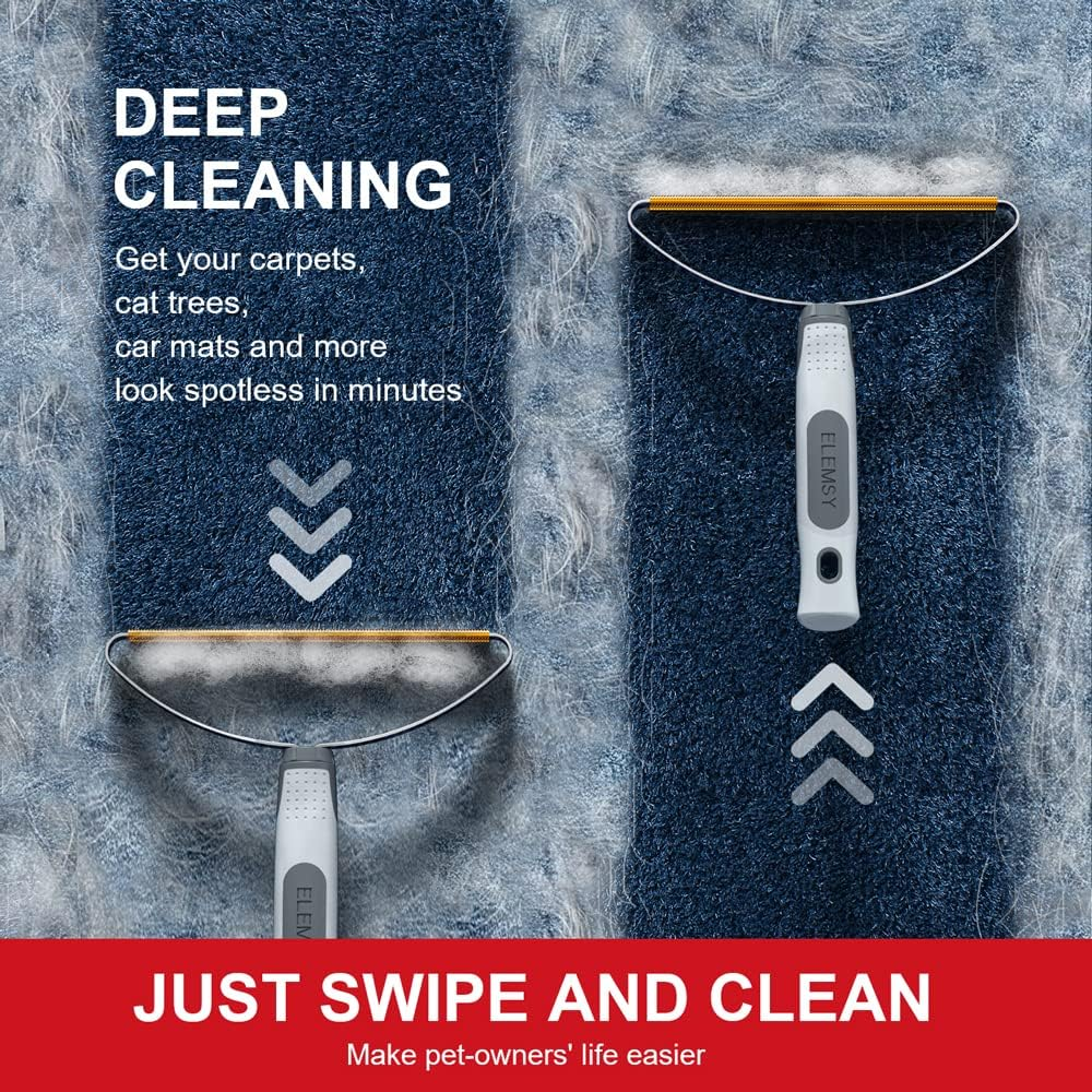 Pet Hair Remover Pro, Dog Cat Hair Remover, Portable Lint Cleaner, Fur Removal Rake Tool, Carpet Scraper, Fuzz Rollers Hairball Shaver Brush for Carpet, Car Mat, Couch, Pet Bed, Furniture & Rug Gray image number 1