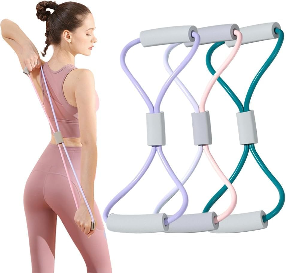 3 Pcs Figure 8 Resistance Bands,Yoga Resistance Band Stretch Fitness Band, Training Elastic Ropes for Chest Arm Back Shoulder, Exercise Equipment for Home Workout,Training,Yoga,Pilates image number 2