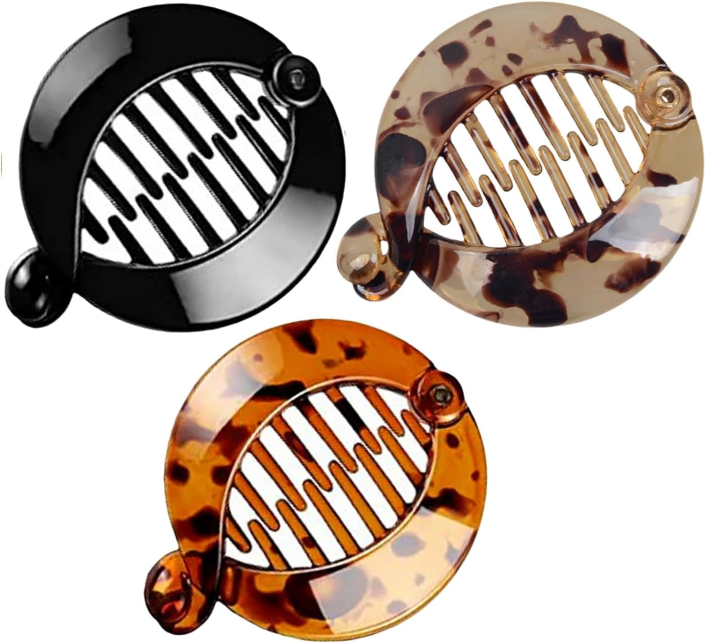 3Pcs Resin Banana Hair Clips Small Banana Hair Combs Fishtail Hair Clip Side Comb round Ponytail Holder for Women Girl Hair Accessories Clips and Barrettes