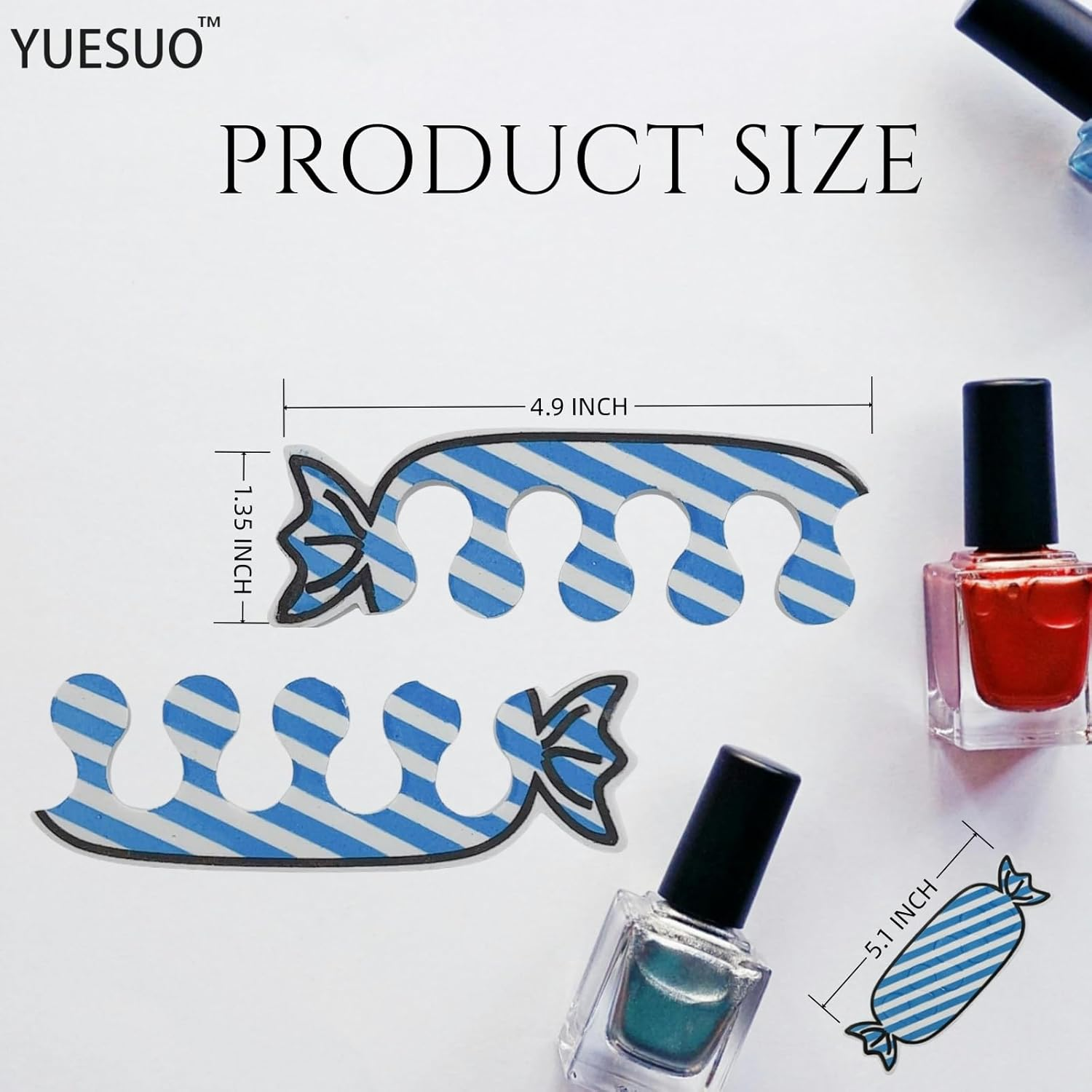 YUESUO 12 Pair Finger Spreader Set High Density EVA Material Finger Divider Spacer Cushions Candy Nail Art Tool (Blue+Pink+Green) image number 1