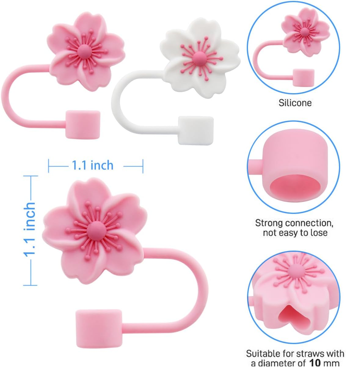 Straw Cover Cap for Stanley Cup,Silicone Straw Topper 10 Mm 0.4 in Reusable Straw Tips Lids,Straw Tip Covers for Stanley Cups Accessories