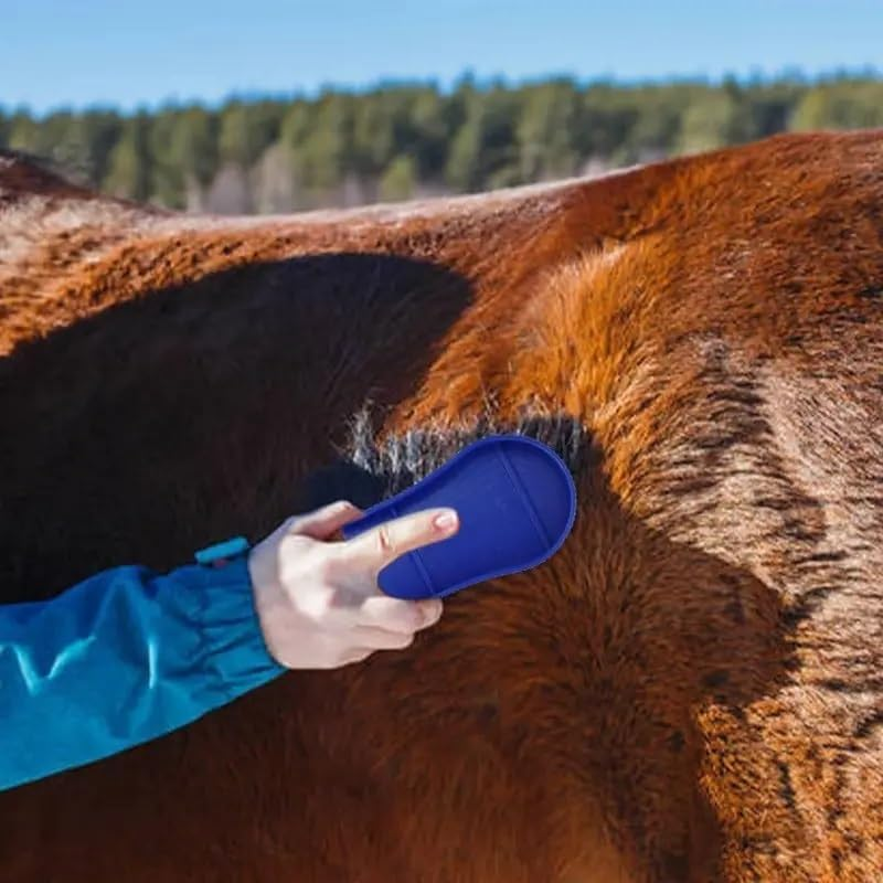 Magic Horse Brush, for Horse Grooming Kit W/Durable Plastic Bristles, Horse Brushes for Grooming, Removes Dirt, Sweat, Grime, Navy 2 Pcs (Red and Blue) image number 3
