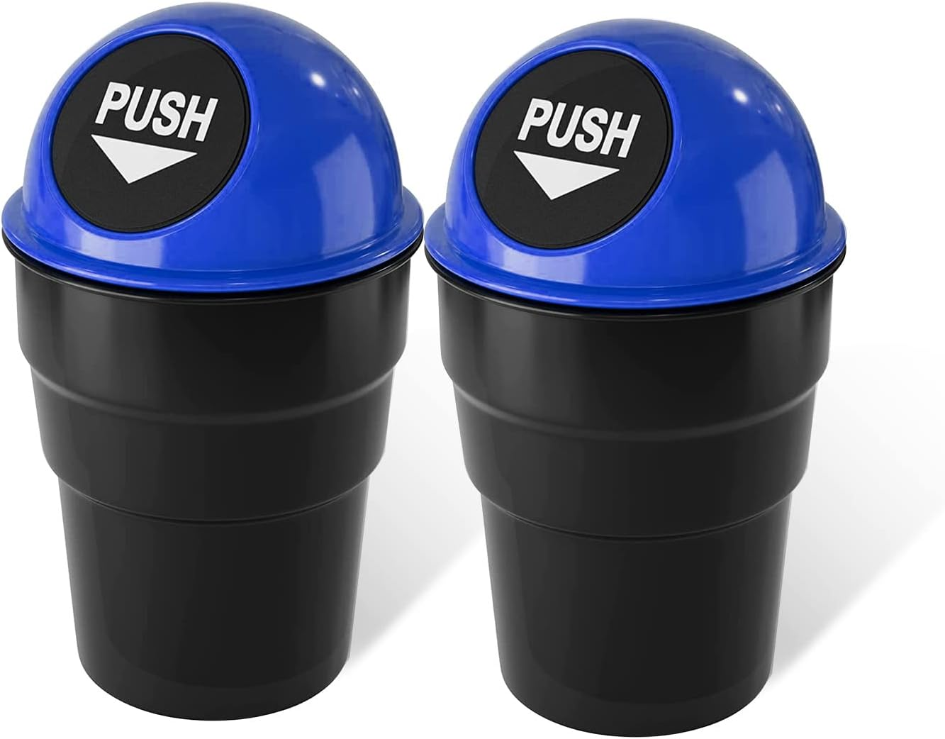 2PACK Mini Car Trash Can Cute Cup Holder Automotive Garbage Cans Cupholder Trashcan Portable Vehicle Bin Dustbin with Lid Leakproof Cool for Office Desktop Home Kitchen (Gray)