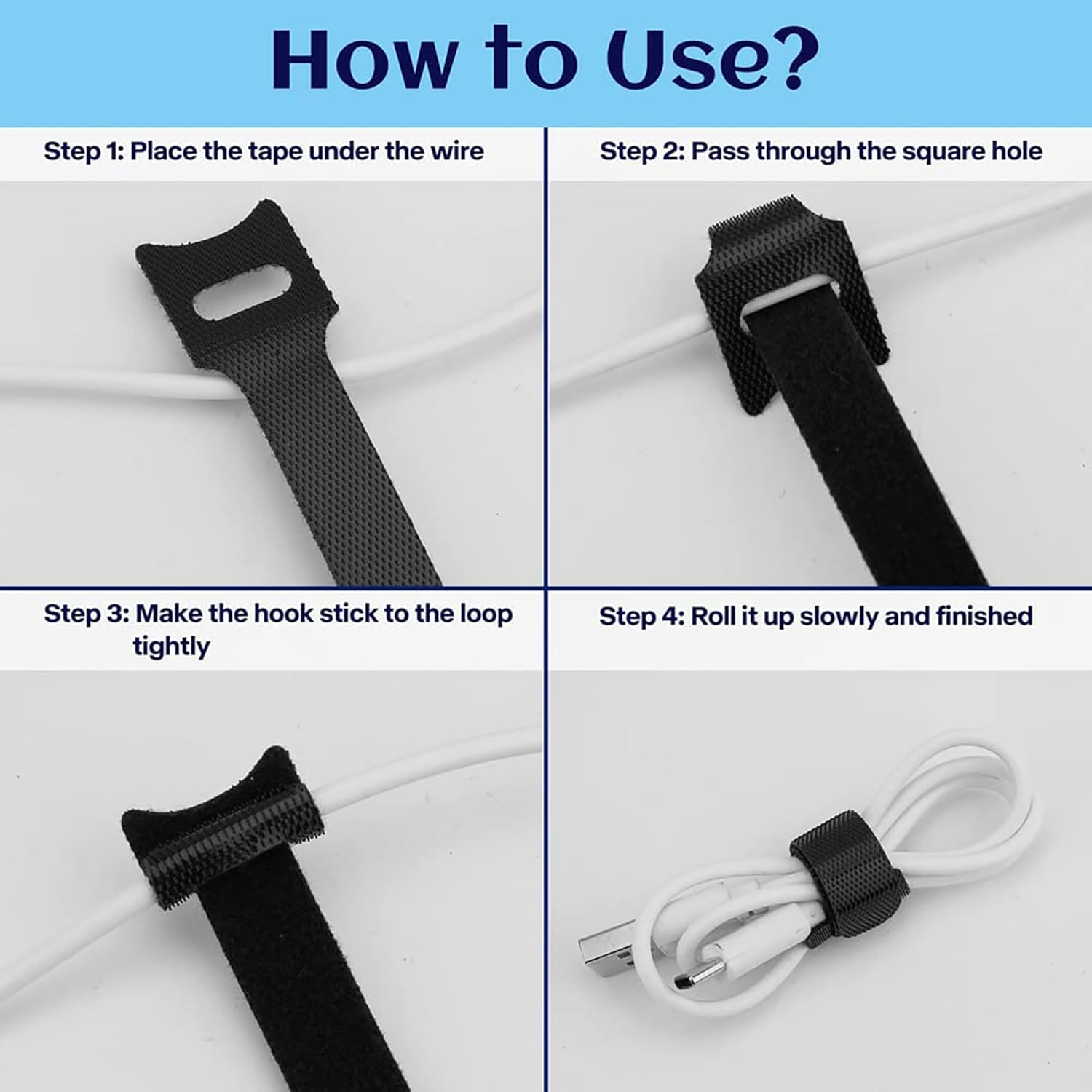 Cable Ties Reusable Zip Ties Black 120Pcs Cord Organizer Cable Organizer Cable Management under Desk Wire Organizer Wire Management Wire Tie Wraps Cable Wrap Attache Fil Cord Organizer for Appliance image number 1