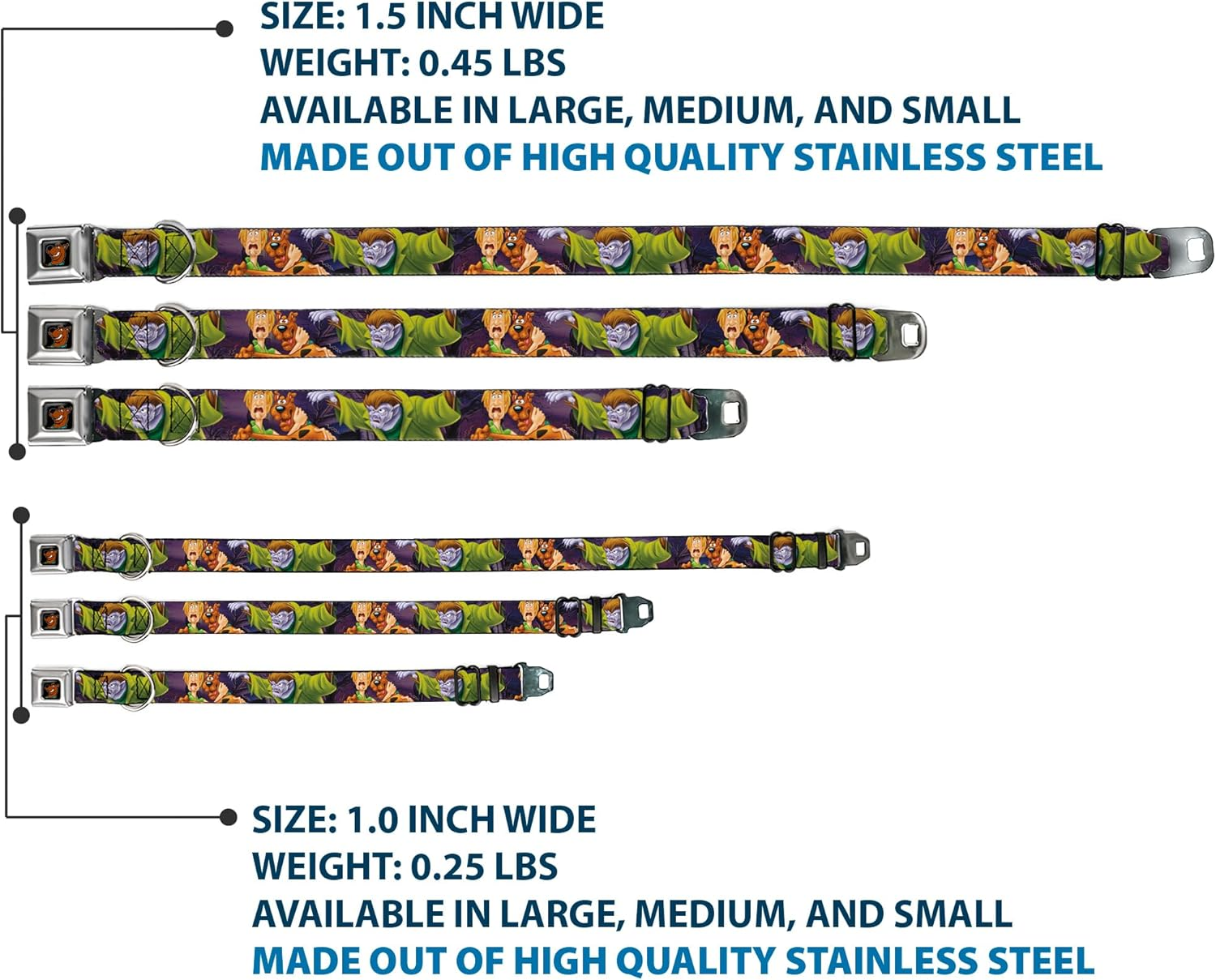 Buckle-Down Seatbelt Buckle Dog Collar - Scooby & Shaggy Hugging W/Werewolf Man Purple - 1" Wide - Fits 11-17" Neck - Medium image number 5