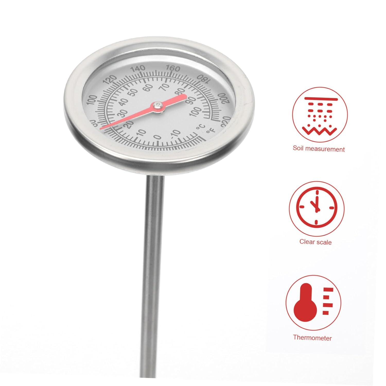 STAHAD Stainless Steel Soil Thermometer Long Probe 50Cm Compost Temperature Sensor for Gardening and Backyard 10 to 100&deg;C/0 to 220&deg;F Temperature Measuring Tool image number 4