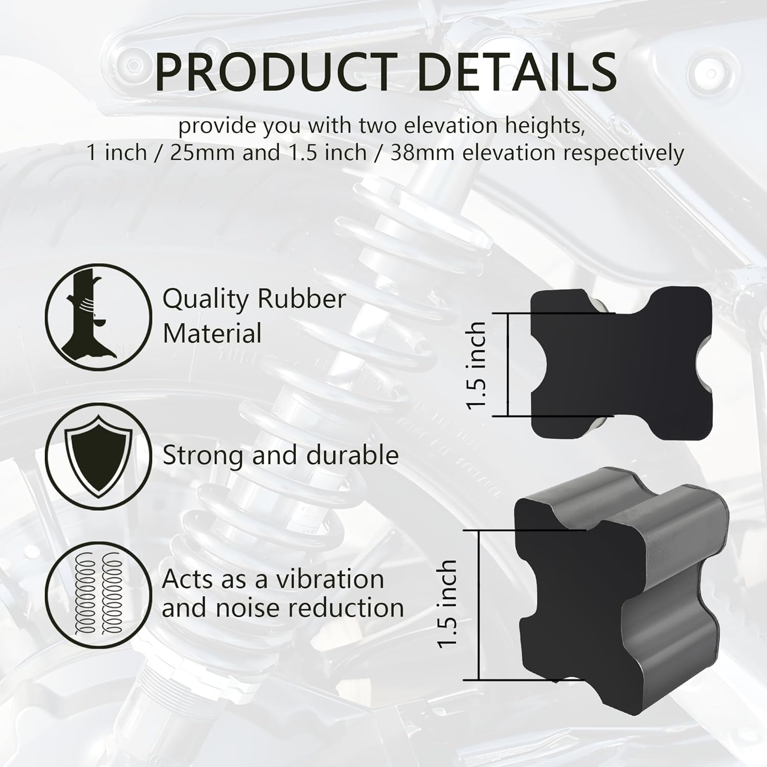 4PCS Rubber Coil Spring Spacers,Heavy Duty Front Coil Spring Booster Kit for 1" to 1.5" Coil Spring Lift,Universal Rubber Lift Blocks Car Accessories for Most Cars Trucks Suvs image number 6