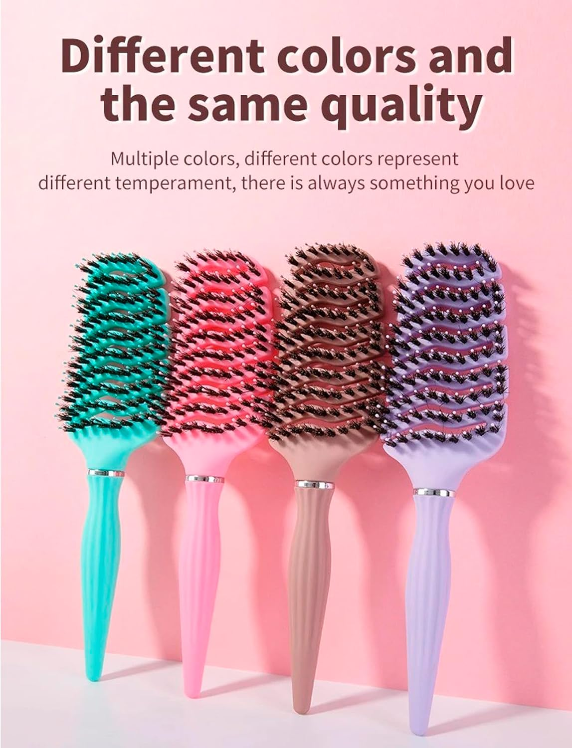 Roxlmed Detangler Hairbrush for Curly Hair Vented Bristle Scalp Massager Comb for Women and Men (Pink, 1P) image number 5