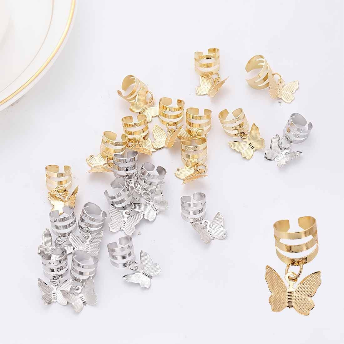 PLABBDPL Pack of 20 Dreadlock Jewellery Hair Spiral Clips, Hair Braid Rings, Aluminium Dread Lock, Adjustable Metal Cuffs, Dreadlocks, Beads, Braiding Hair Jewellery, Hair Dreadlocks Accessories for Men and Women image number 4