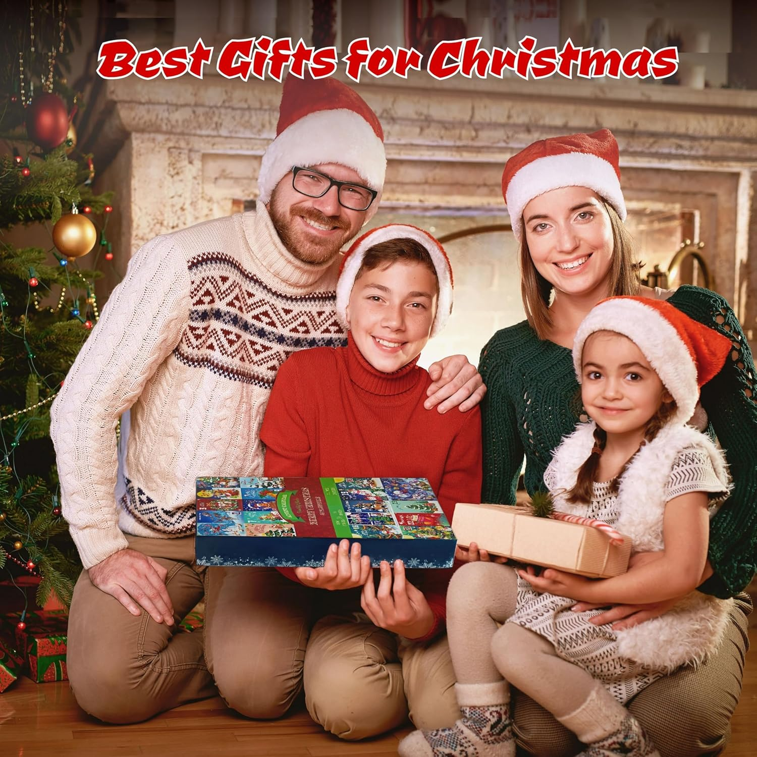 Advent Calendar 2025 Christmas Jigsaw Puzzles 1008 Pieces, 24 Boxes of Christmas Countdown Calendar Puzzles for Adults, Funny Holiday Puzzles for Kids as Christmas Decor