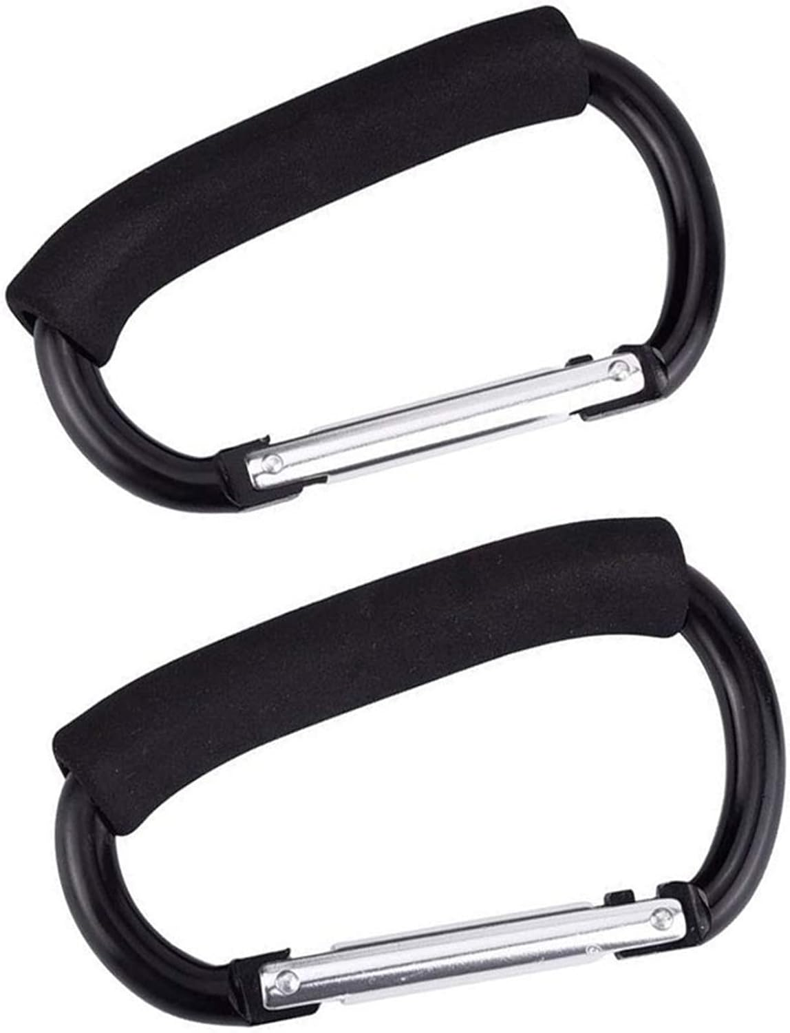 2 Packs Large Stroller Hooks, Aluminum Grocery Bag Handle Organizer Hook or Diaper Bags Holder- Black image number 1