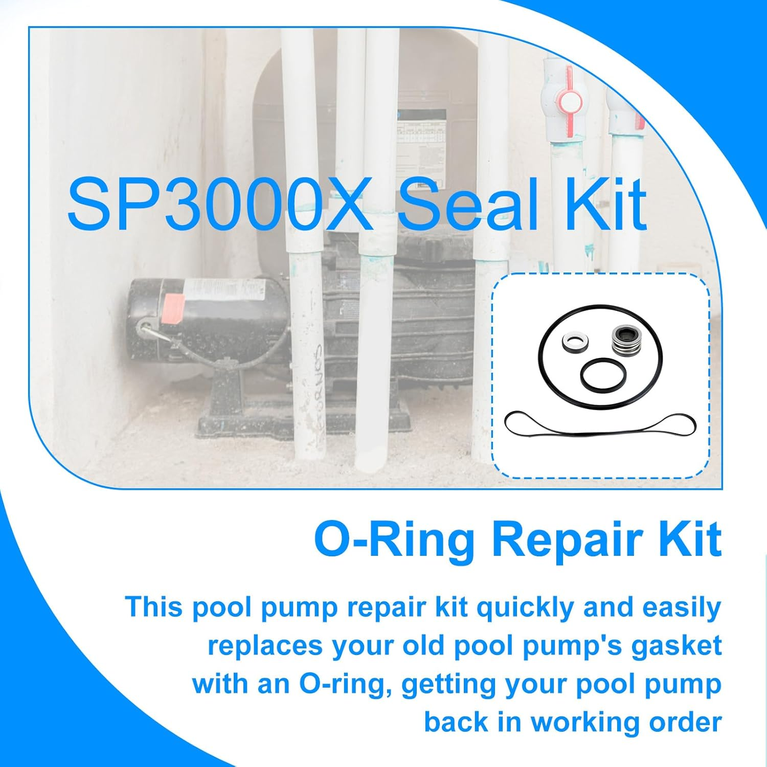 BOXOB Pool Pump Seal & O Ring Kit, Replacement Parts for Hayward Hydramax II SP3000 SP3000X Series Swimming Pool Pump Repair Set Includes Shaft Seal Assembly image number 2