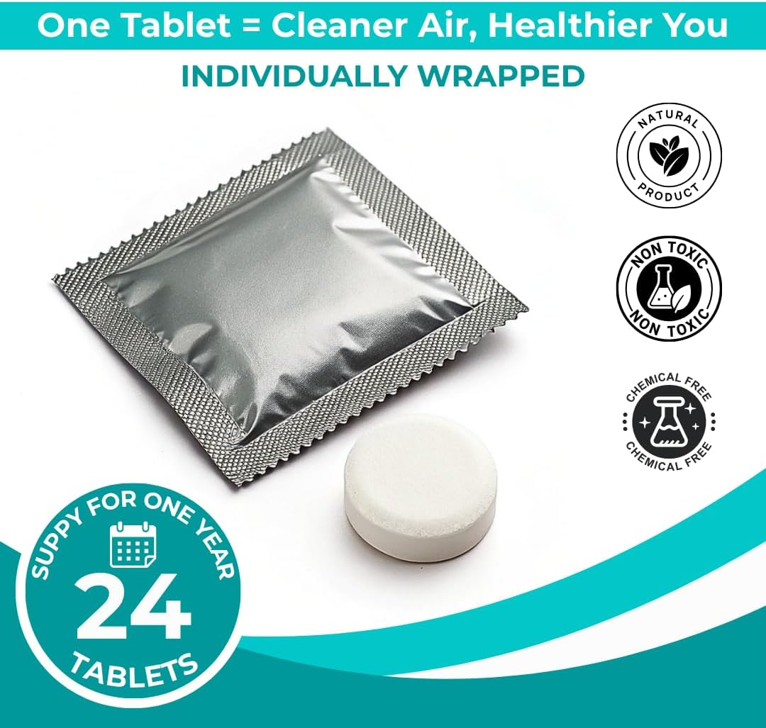 24 Pack Humidifier Cleaning Tablets, Diffuser Cleaner for Stains, Residue & Mineral Deposits, Improves Mist Flow & Device Care, Simple Drop-In Formula image number 4